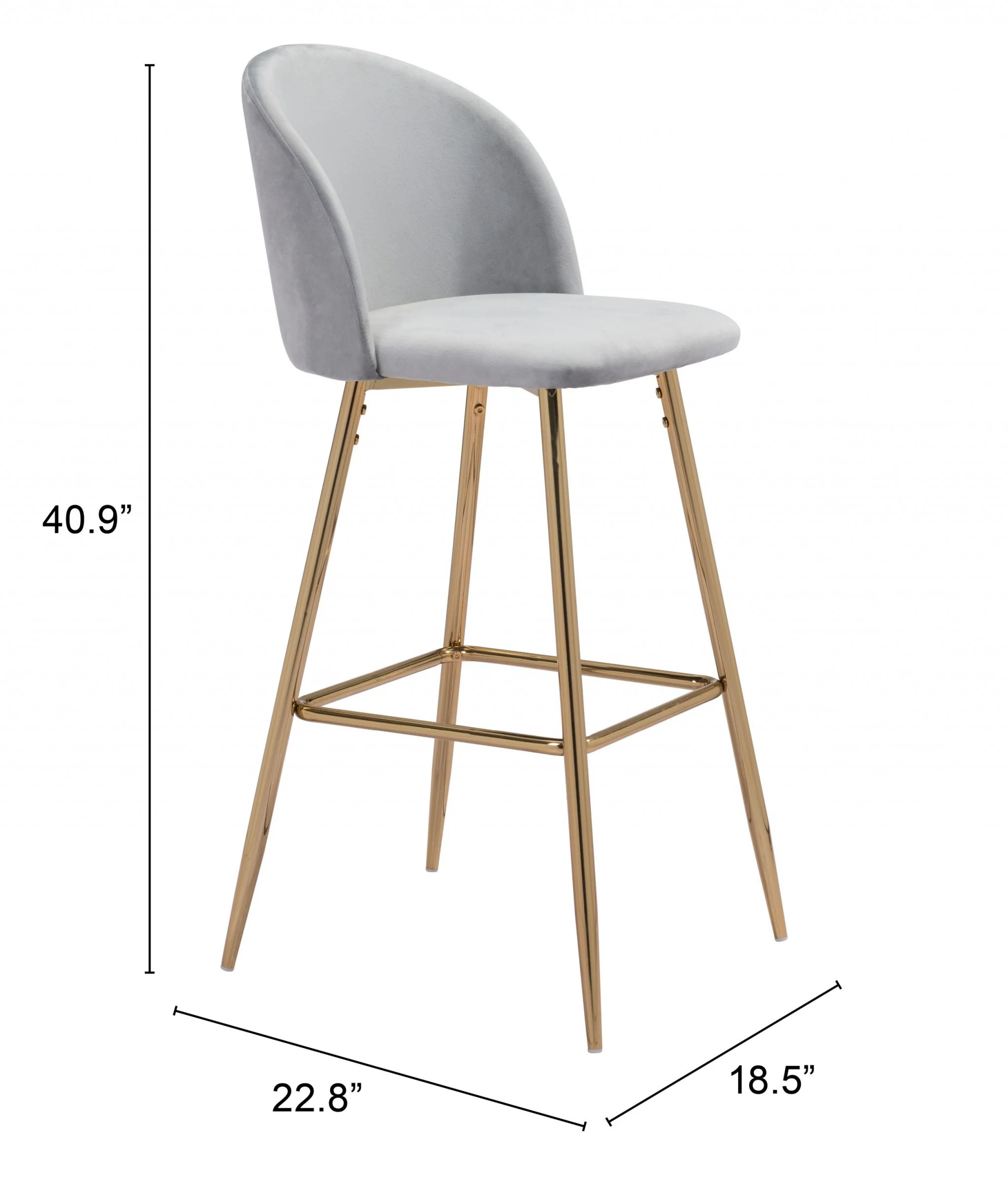 41" Gray And Gold Steel Low Back Bar Height Chair With Footrest By Homeroots - Image 9