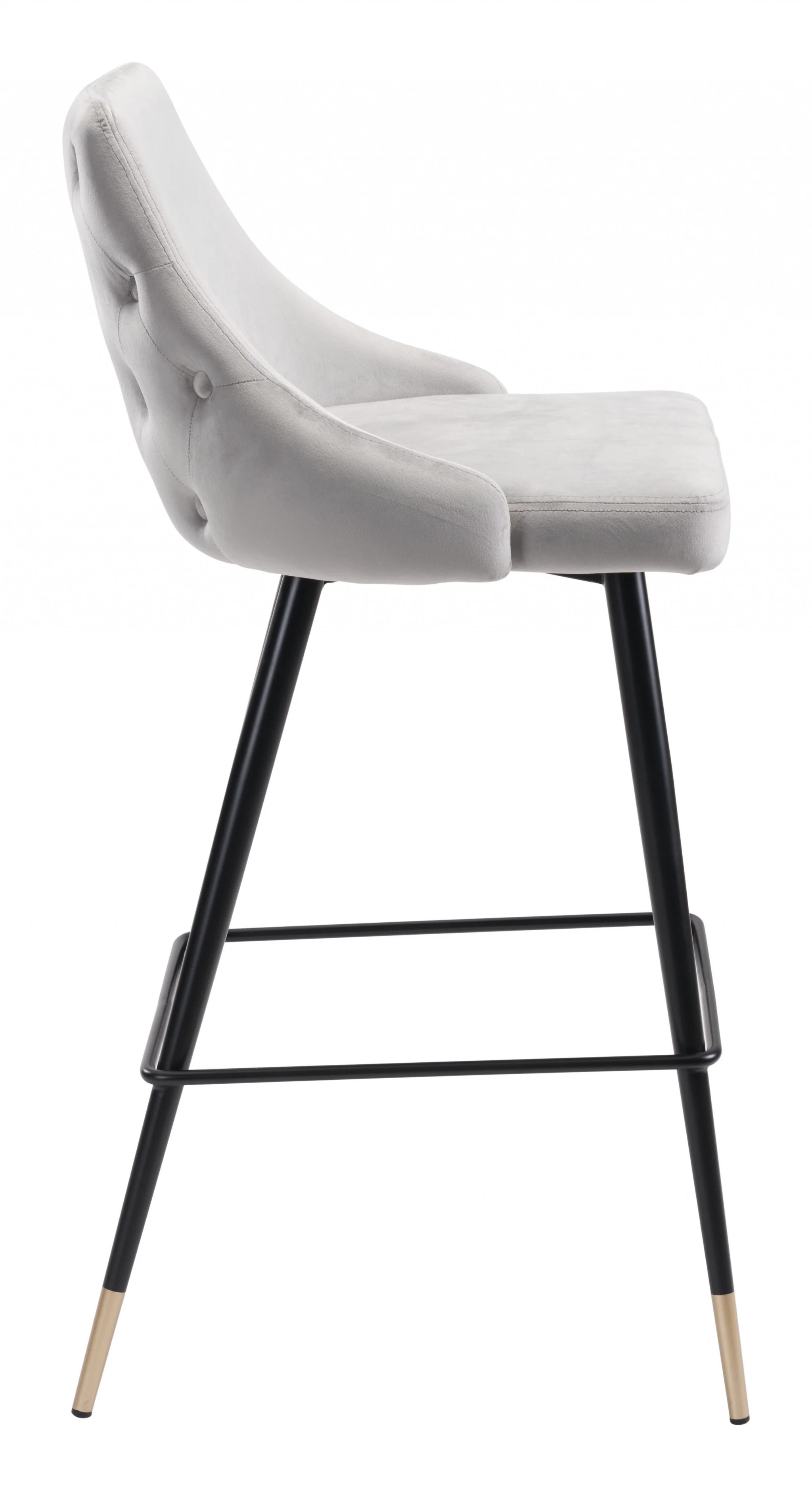 41" Gray Tufted Velvet And Black Bar Height Chair With Footrest By Homeroots - Image 3
