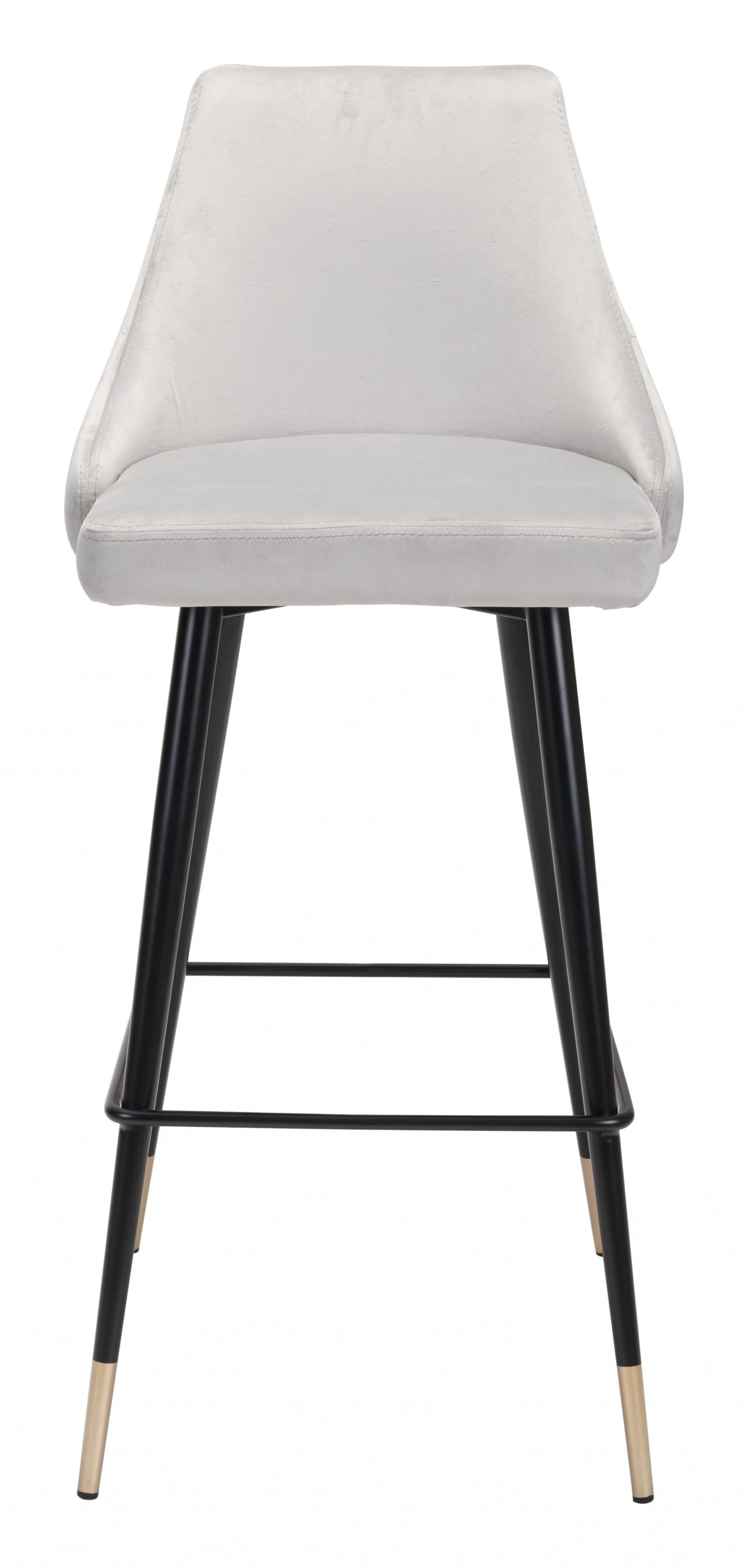 41" Gray Tufted Velvet And Black Bar Height Chair With Footrest By Homeroots - Image 4