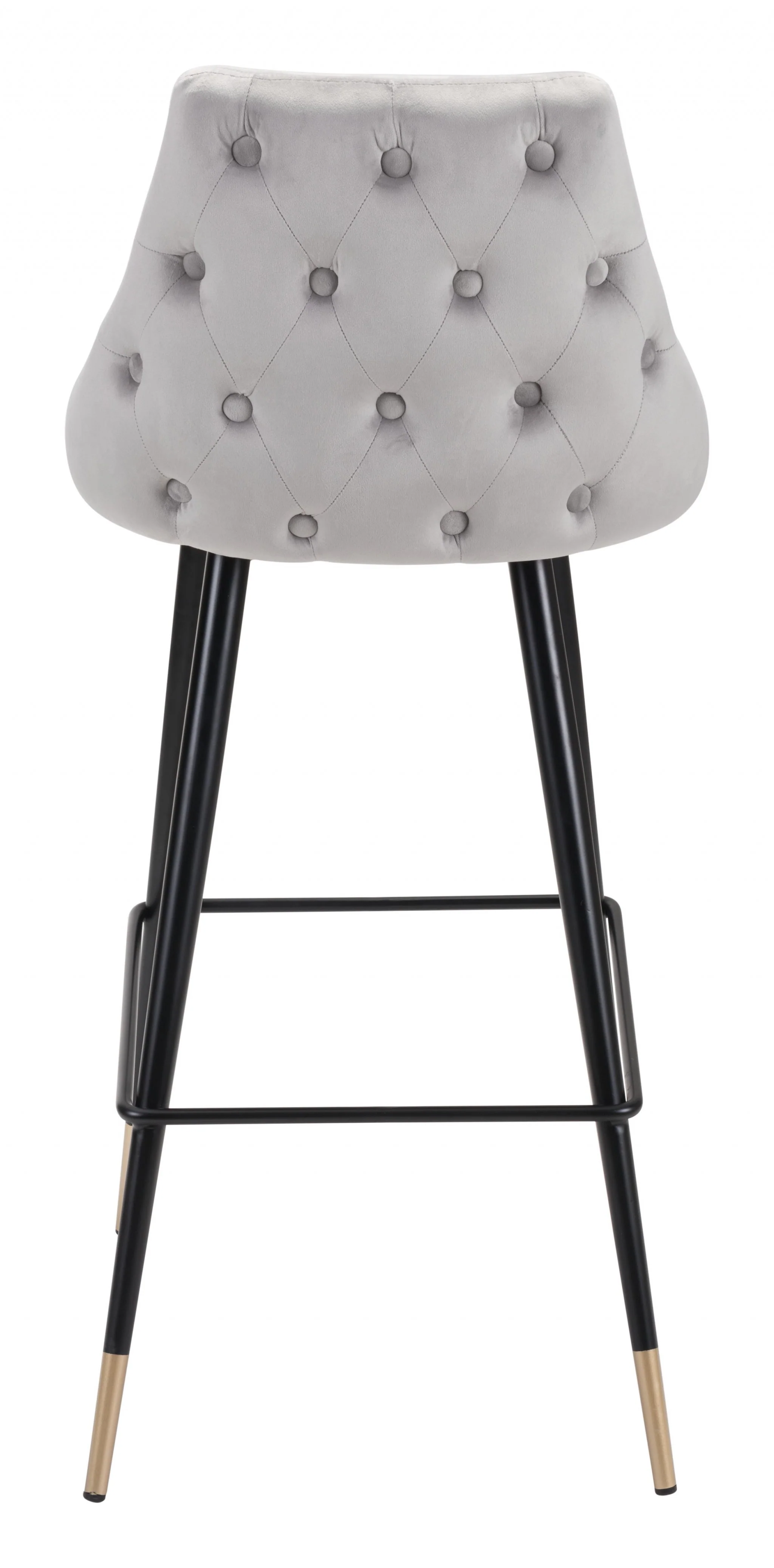 41" Gray Tufted Velvet And Black Bar Height Chair With Footrest By Homeroots - Image 5