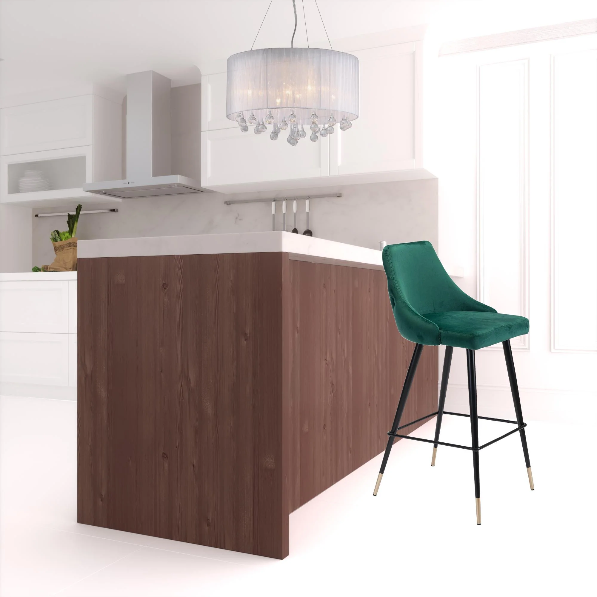 41" Green And Black Steel Low Back Bar Height Chair With Footrest By Homeroots - Image 5