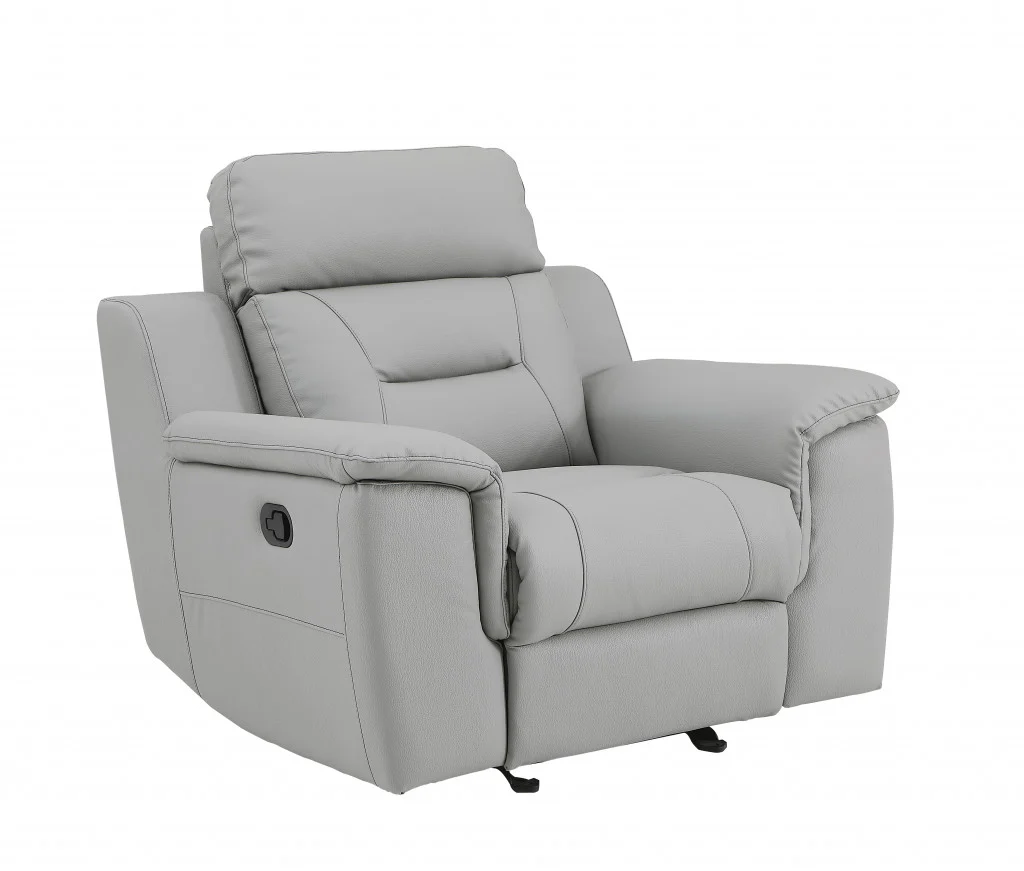 41" Grey Fascinating Leather Reclining Chair. By Homeroots - Image 2