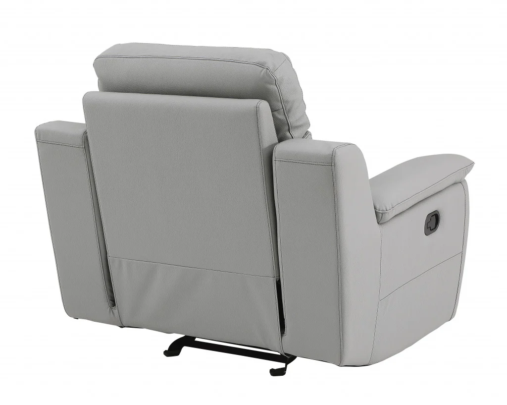 41" Grey Fascinating Leather Reclining Chair. By Homeroots - Image 3