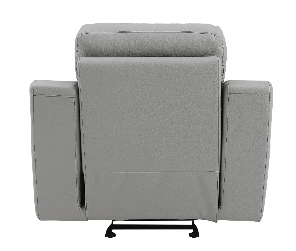 41" Grey Fascinating Leather Reclining Chair. By Homeroots - Image 4
