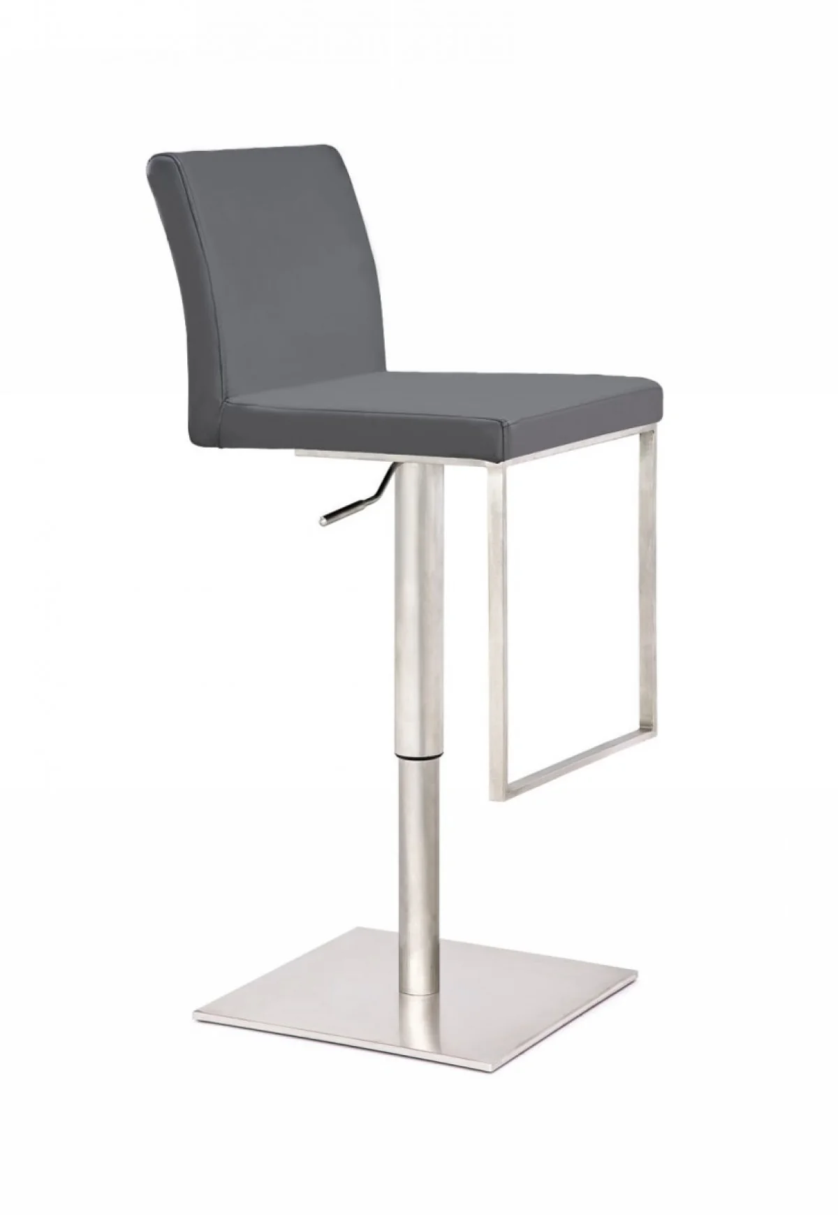 41" Grey Faux Leather And Stainless Steel Swivel Low Back Adjustable Height Bar Chair With Footrest By Homeroots - Image 2