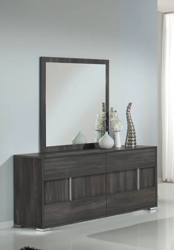 41" Grey MDF Veneer and Glass Mirror By Homeroots - Image 3