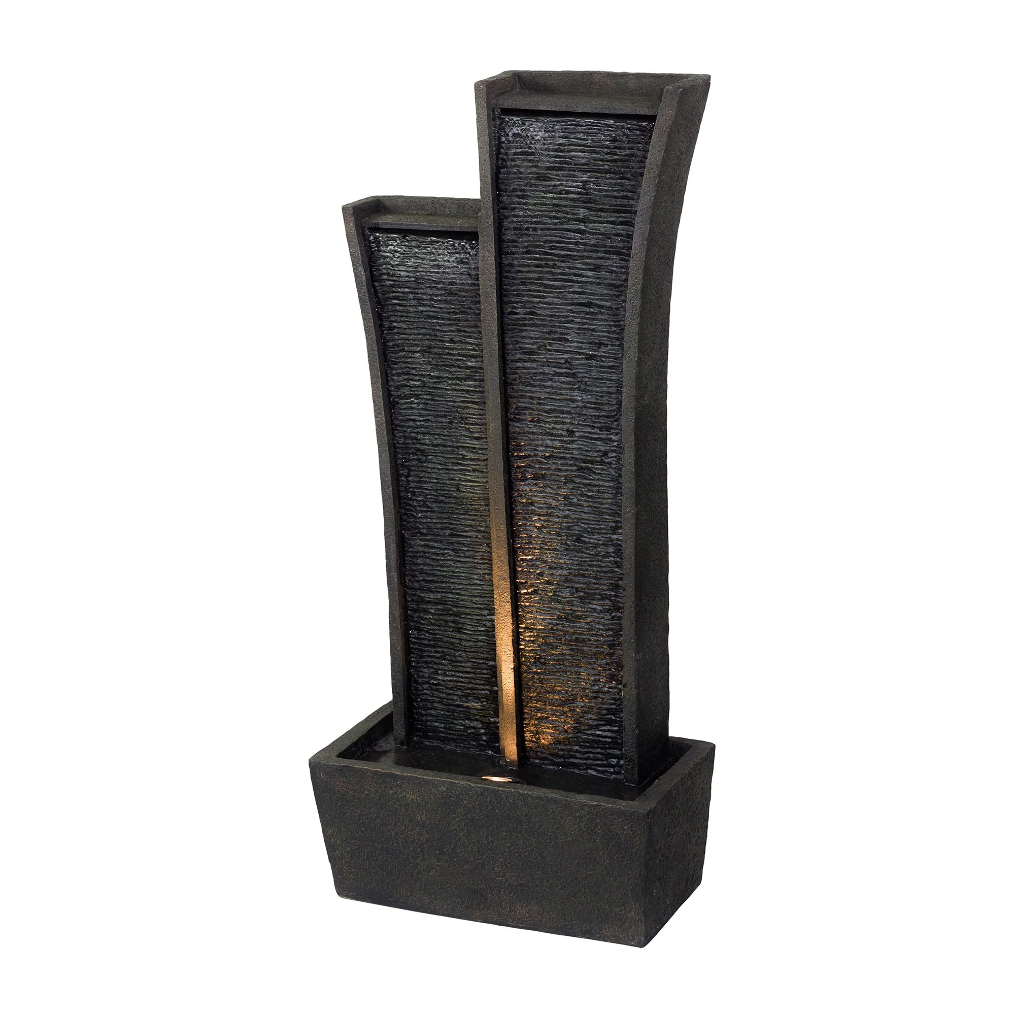 41" Grey Polyresin Tower Indoor Outdoor Tabletop Fountain By Homeroots - Image 2