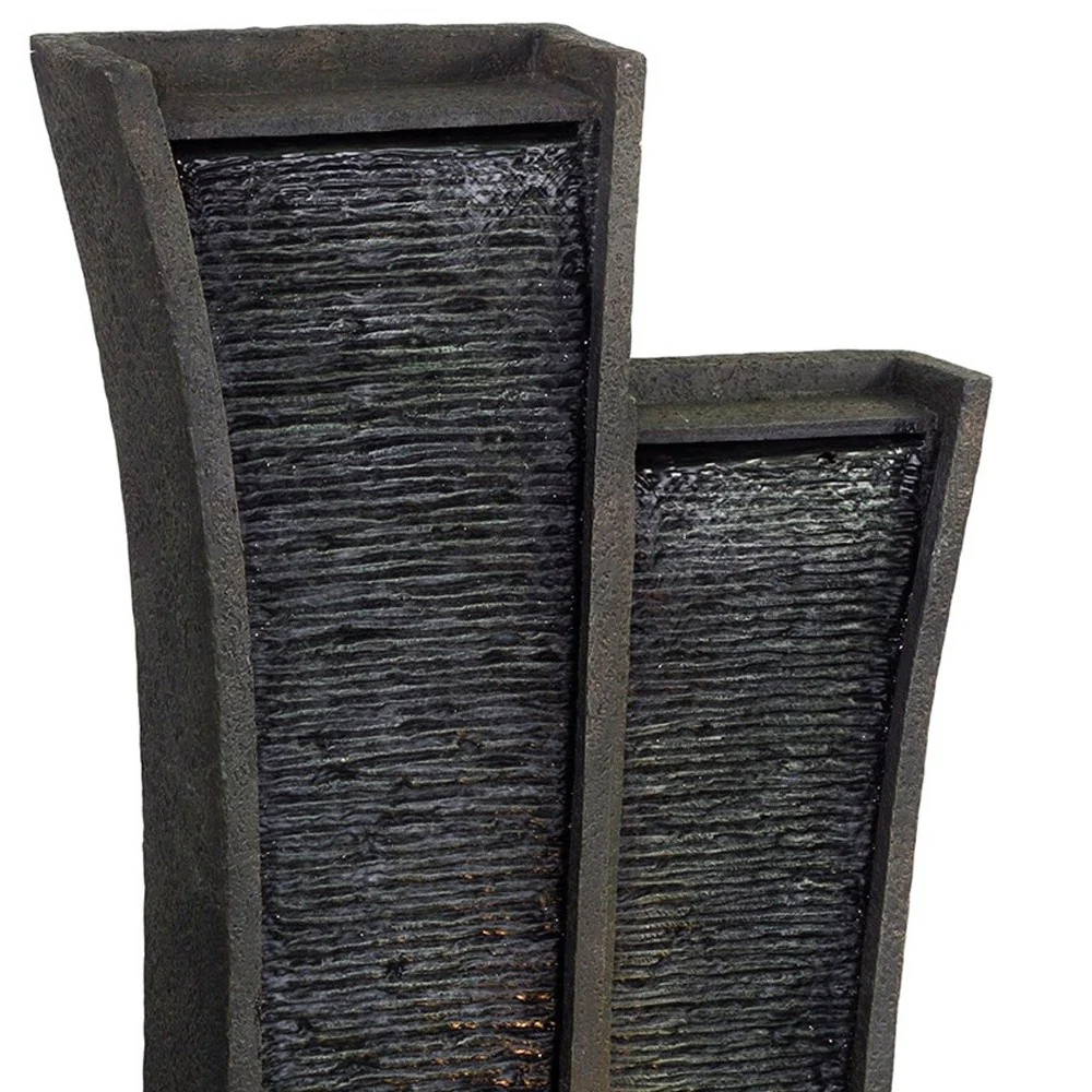 41" Grey Polyresin Tower Indoor Outdoor Tabletop Fountain By Homeroots - Image 3
