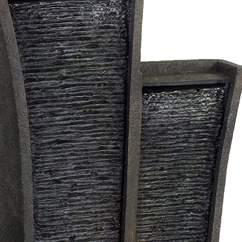 41" Grey Polyresin Tower Indoor Outdoor Tabletop Fountain By Homeroots - Image 4