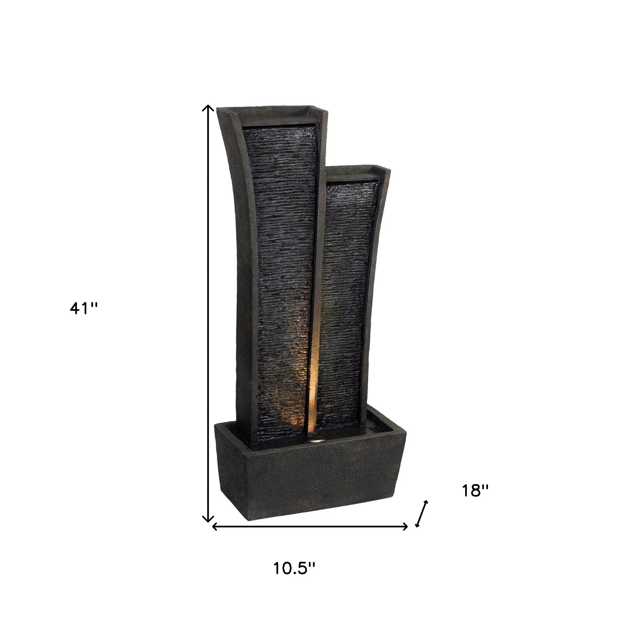 41" Grey Polyresin Tower Indoor Outdoor Tabletop Fountain By Homeroots - Image 5