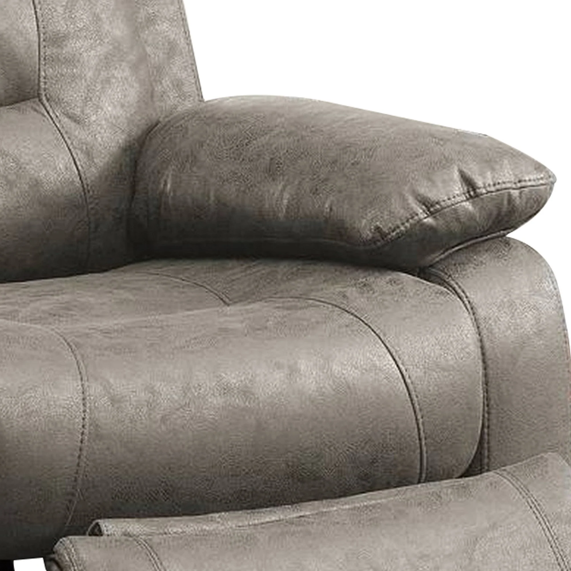 41 Inch Leatherette Power Recliner With Usb Port Gray By Benzara - Image 3