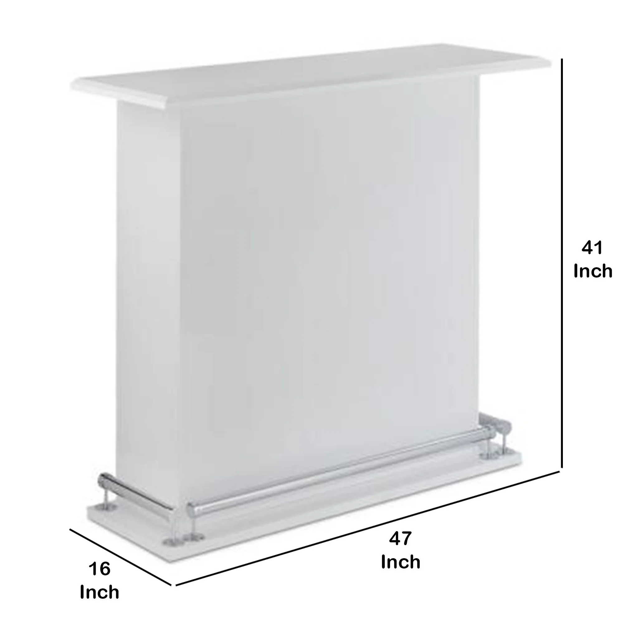 41 Inch Rectangular Wooden Bar Table with Storage, White By Benzara - Image 2