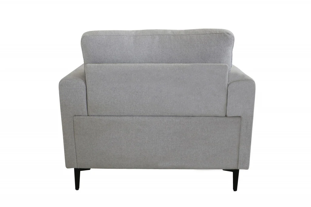 41" Light Gray And Black Linen Arm Chair By Homeroots - Image 3