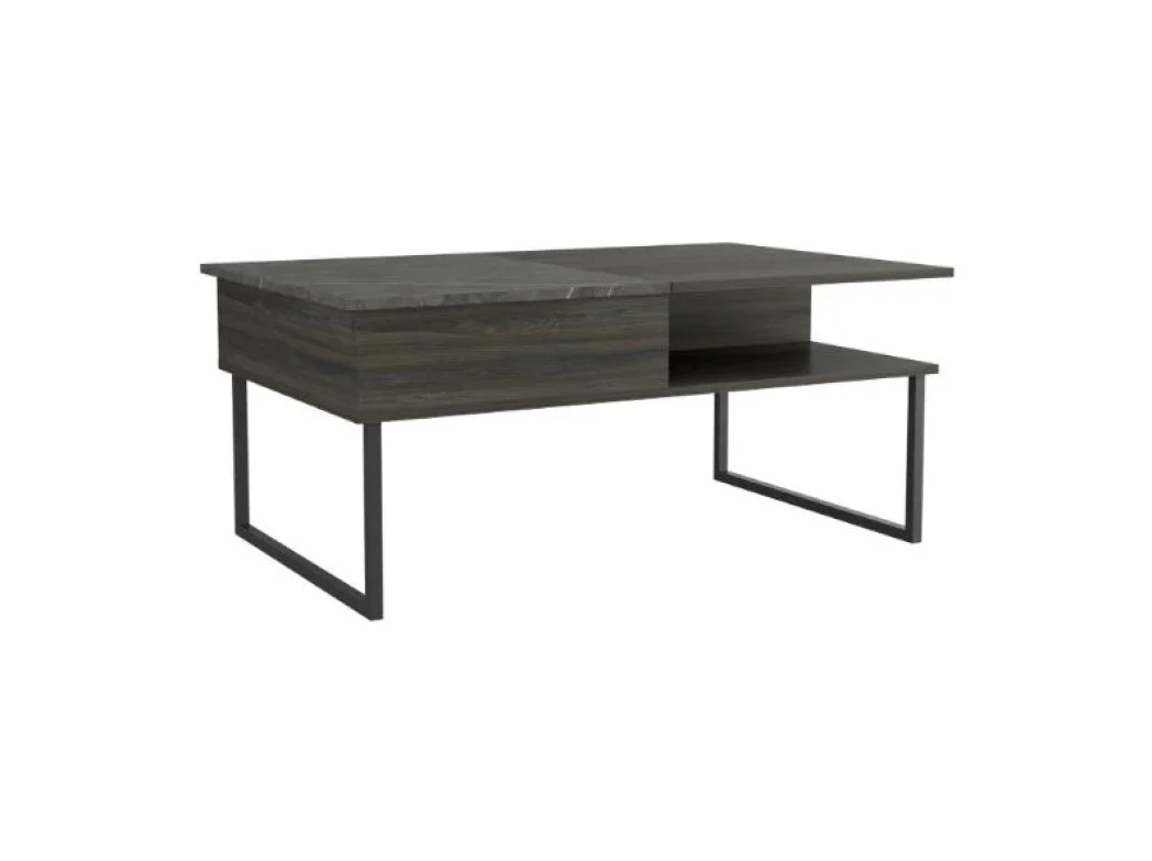 41" Onyx And Carbon Manufactured Wood Rectangular Lift Top Coffee Table By Homeroots - Image 2