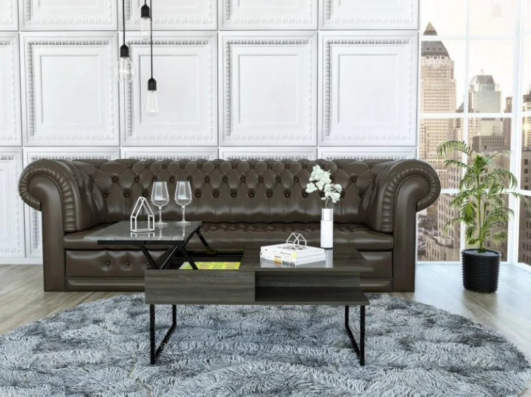 41" Onyx And Carbon Manufactured Wood Rectangular Lift Top Coffee Table By Homeroots - Image 5