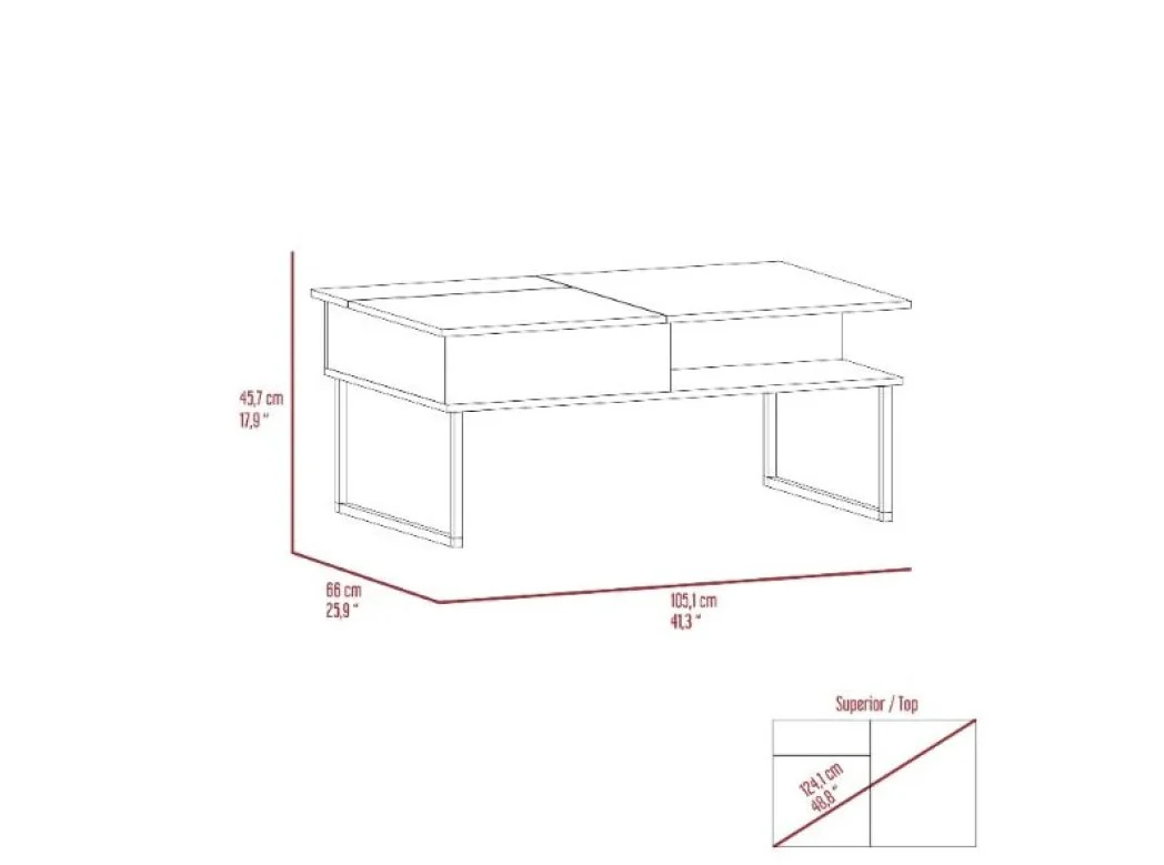 41" Onyx And Carbon Manufactured Wood Rectangular Lift Top Coffee Table By Homeroots - Image 6