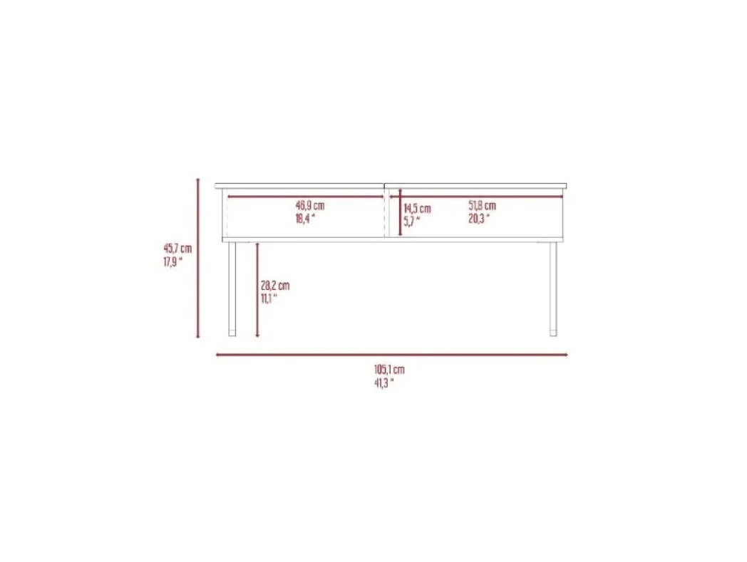 41" Onyx And Carbon Manufactured Wood Rectangular Lift Top Coffee Table By Homeroots - Image 7