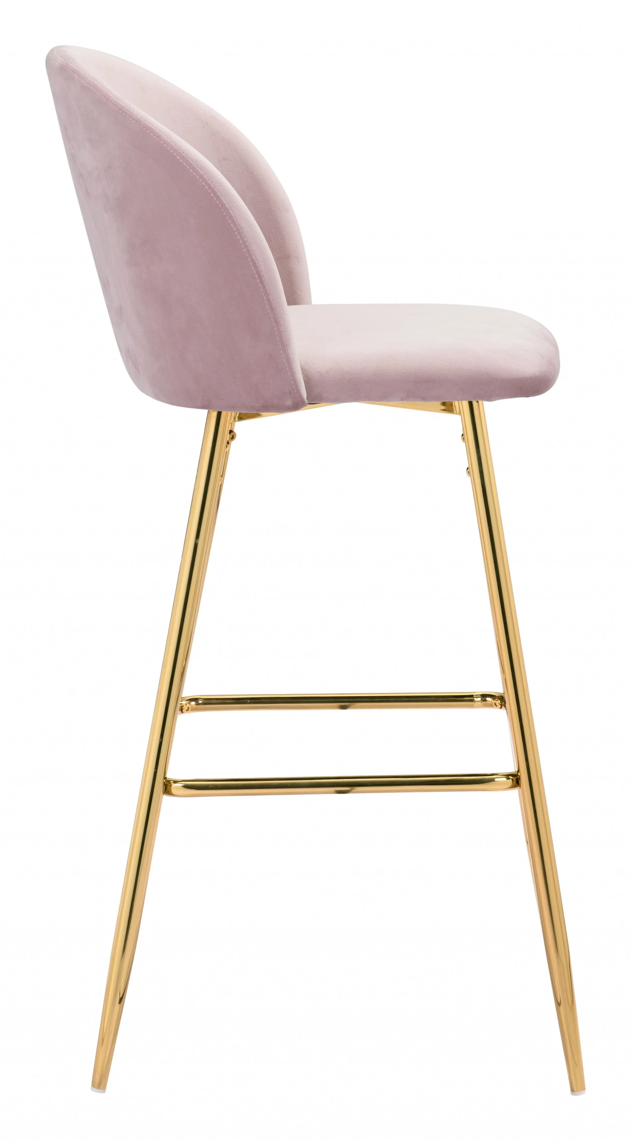 41" Pink And Gold Steel Low Back Bar Height Chair With Footrest By Homeroots - Image 2
