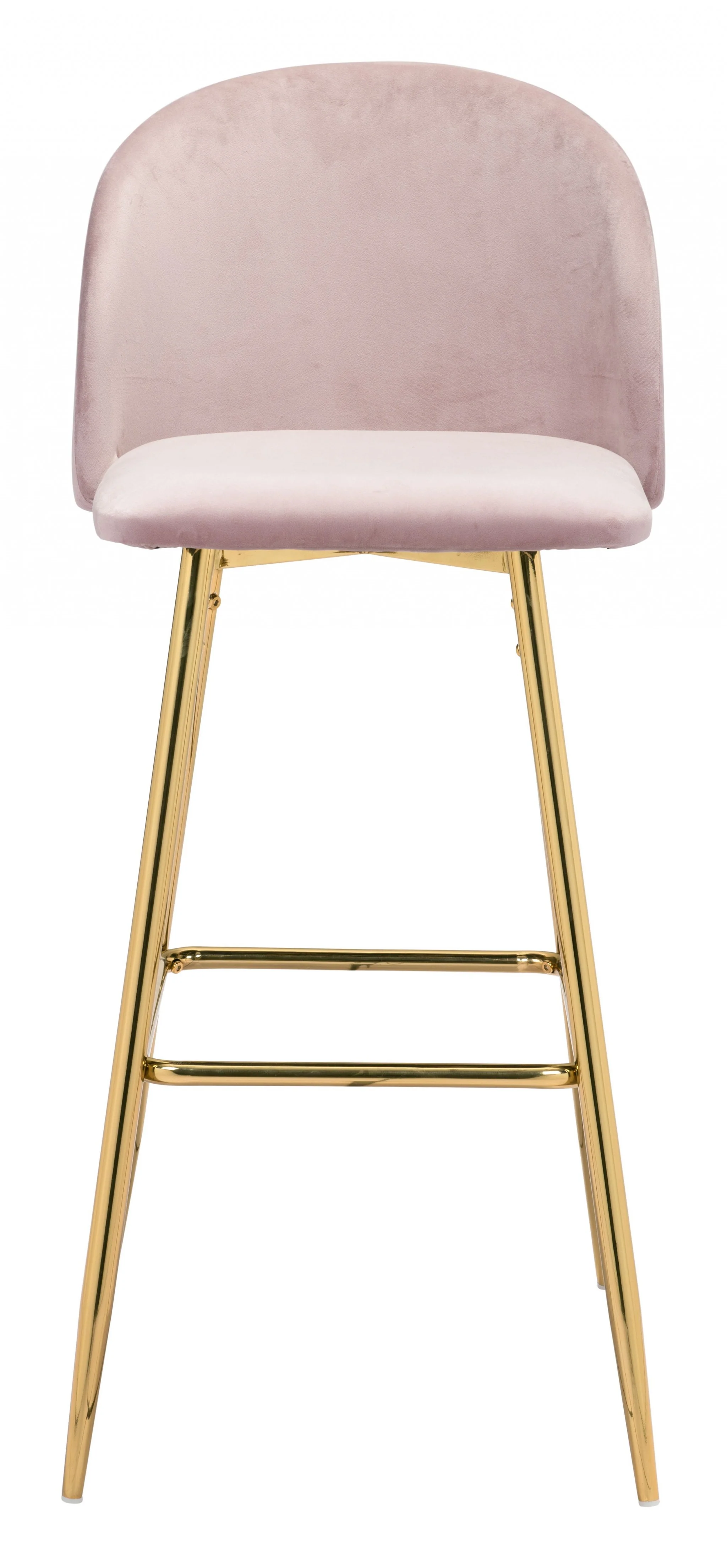 41" Pink And Gold Steel Low Back Bar Height Chair With Footrest By Homeroots - Image 3