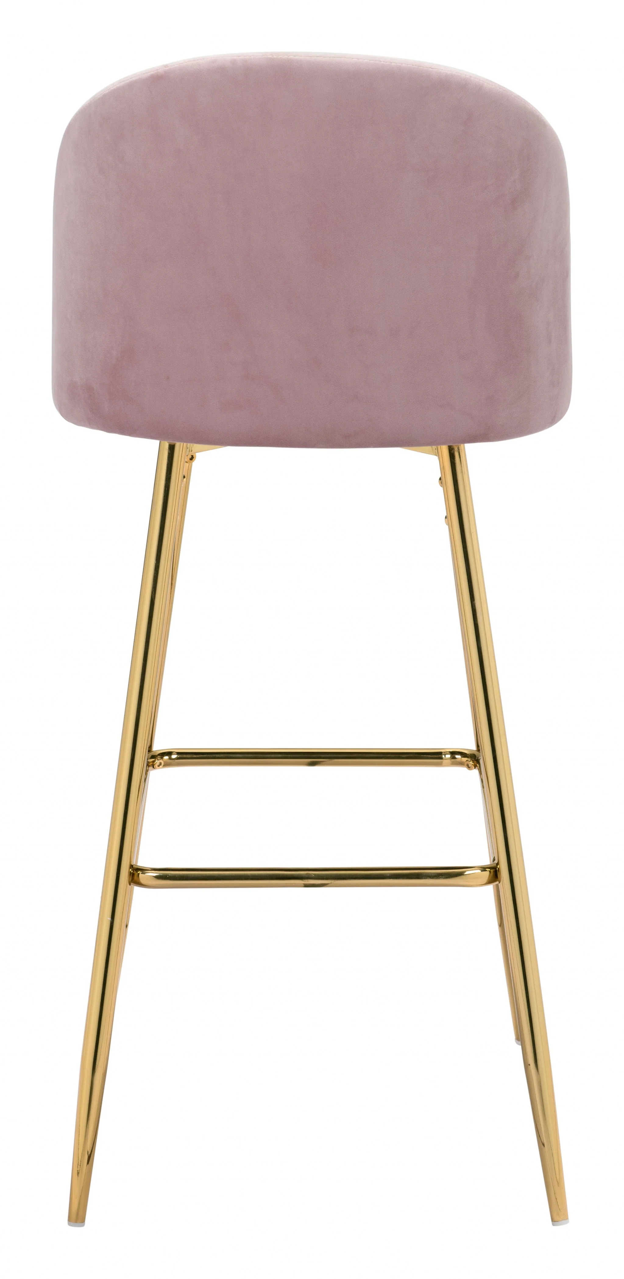 41" Pink And Gold Steel Low Back Bar Height Chair With Footrest By Homeroots - Image 4