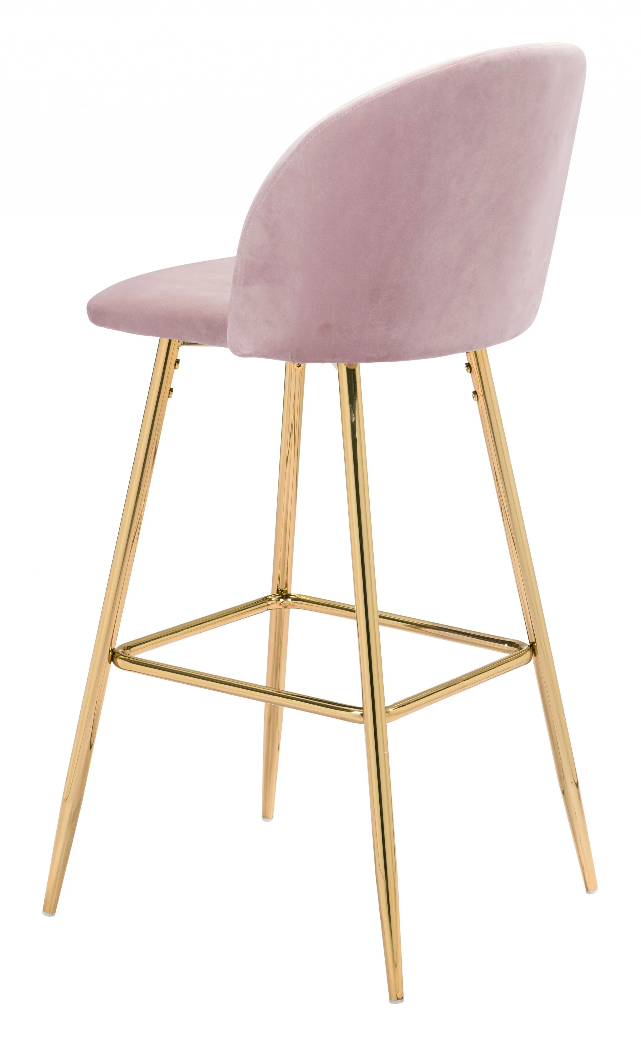41" Pink And Gold Steel Low Back Bar Height Chair With Footrest By Homeroots - Image 5