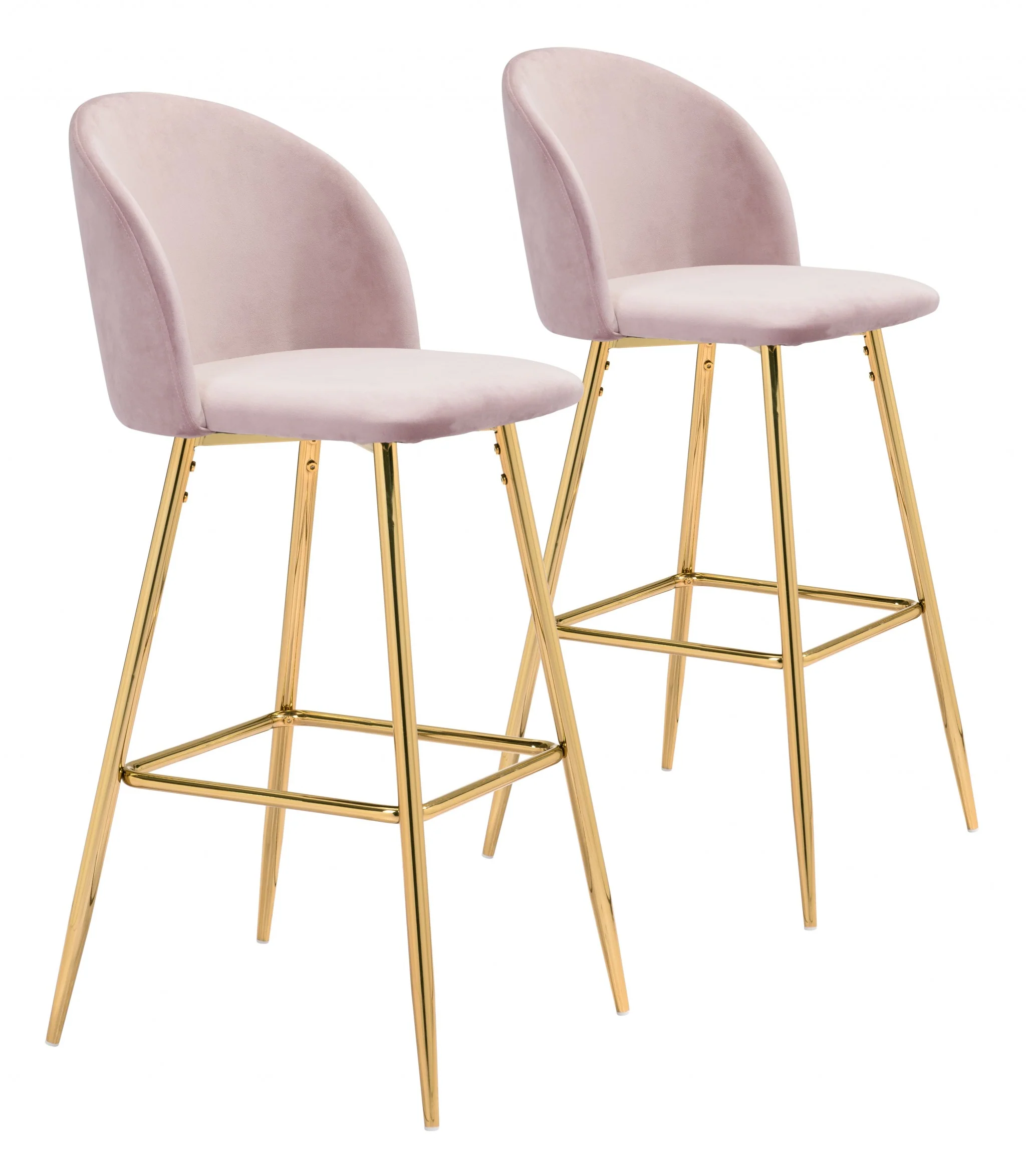 41" Pink And Gold Steel Low Back Bar Height Chair With Footrest By Homeroots - Image 6