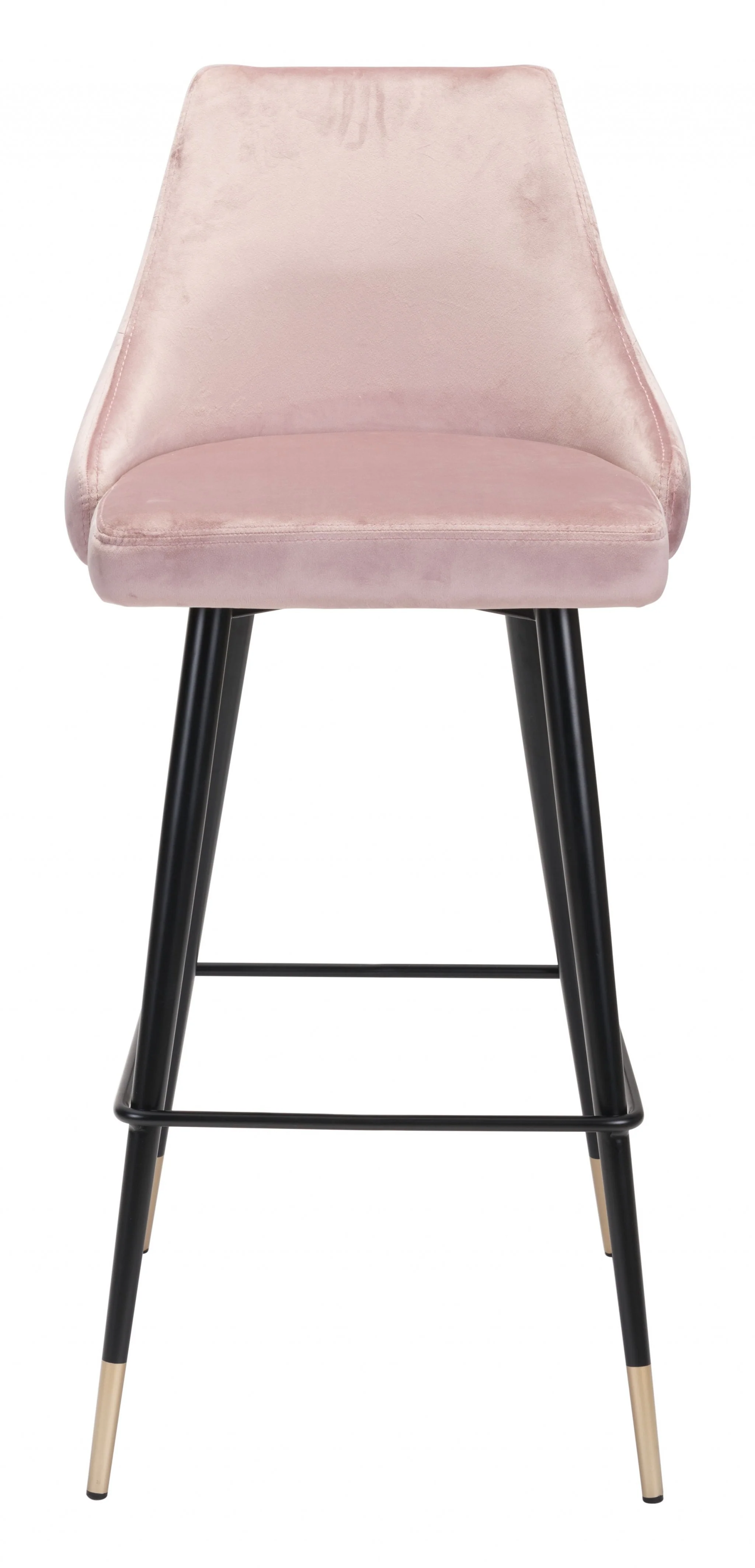 41" Pink Tufted Velvet And Black Bar Height Chair With Footrest By Homeroots - Image 4