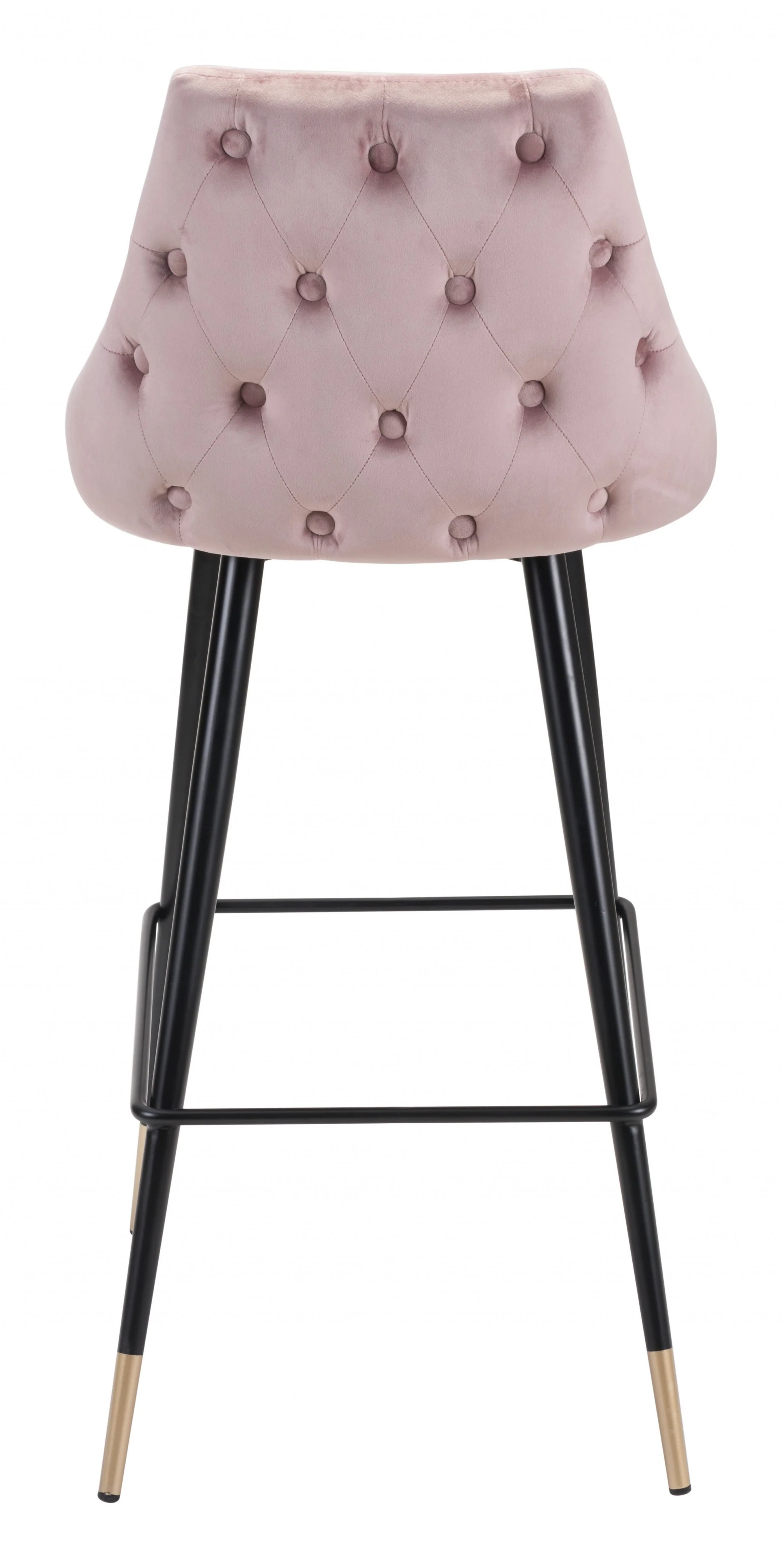 41" Pink Tufted Velvet And Black Bar Height Chair With Footrest By Homeroots - Image 5