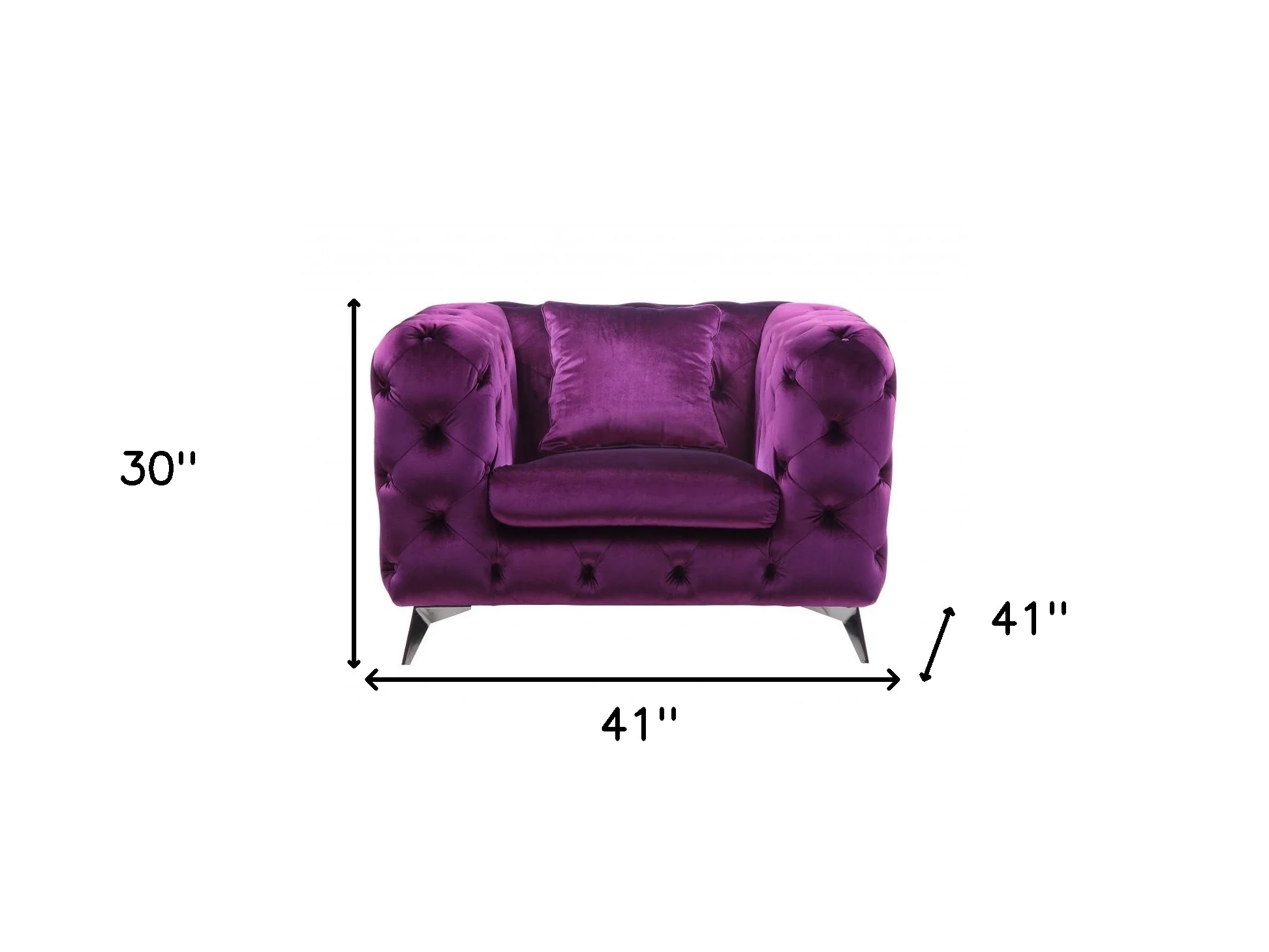 41" Purple Fabric And Black Tufted Arm Chair By Homeroots - Image 6