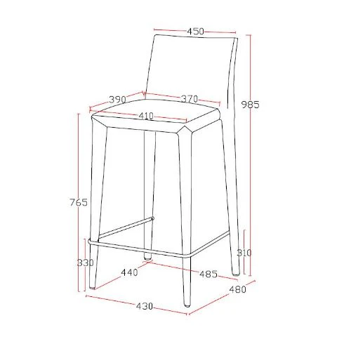 41' Red Fabric And Metal Bar Stool By Homeroots - Image 4
