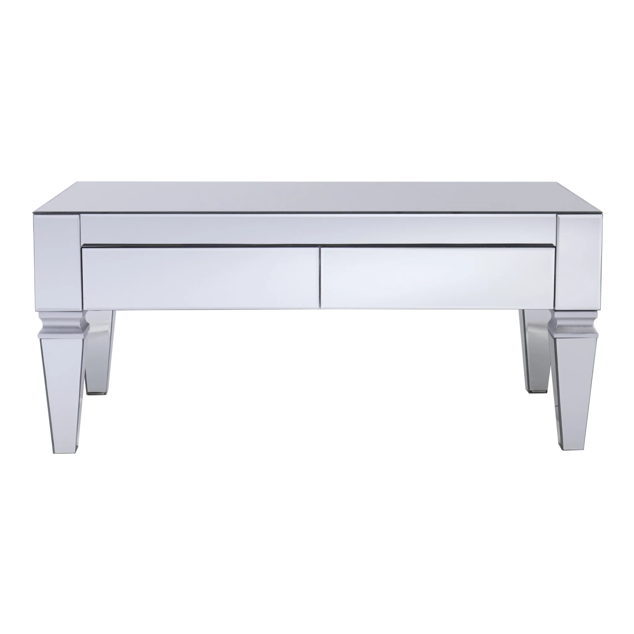 41" Silver Glam Mirrored Glass Rectangular Mirrored Coffee Table By Homeroots - Image 2