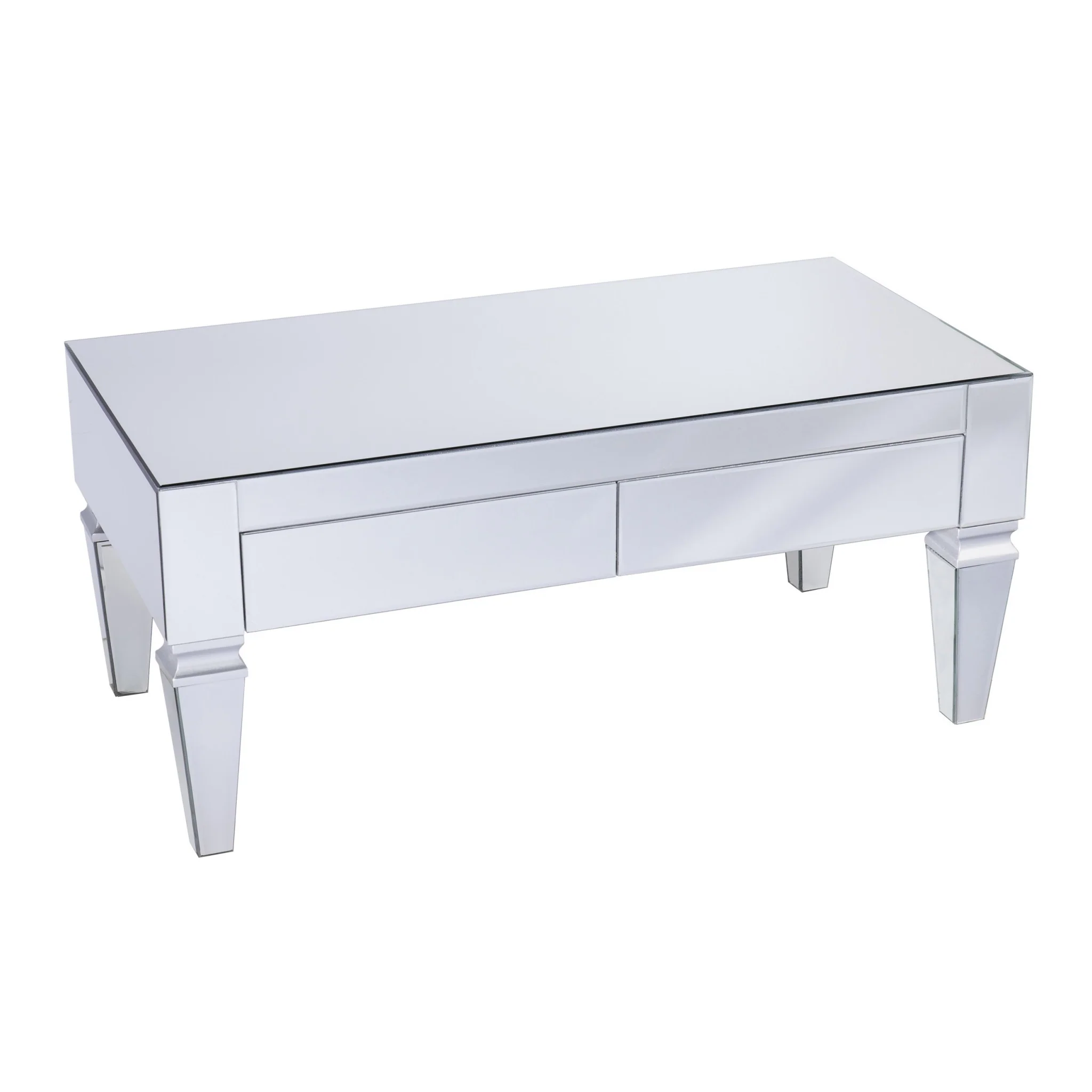 41" Silver Glam Mirrored Glass Rectangular Mirrored Coffee Table By Homeroots - Image 3