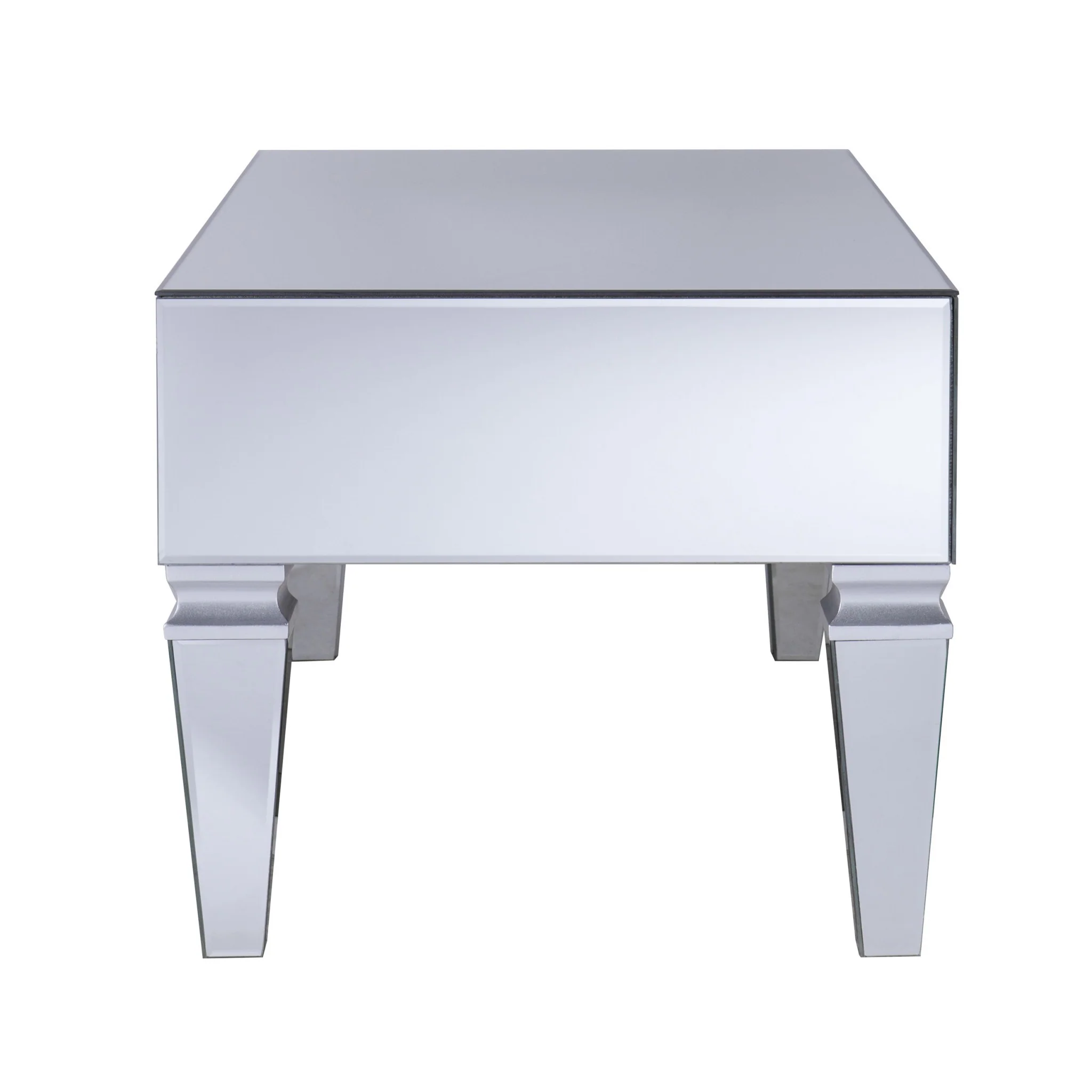 41" Silver Glam Mirrored Glass Rectangular Mirrored Coffee Table By Homeroots - Image 4