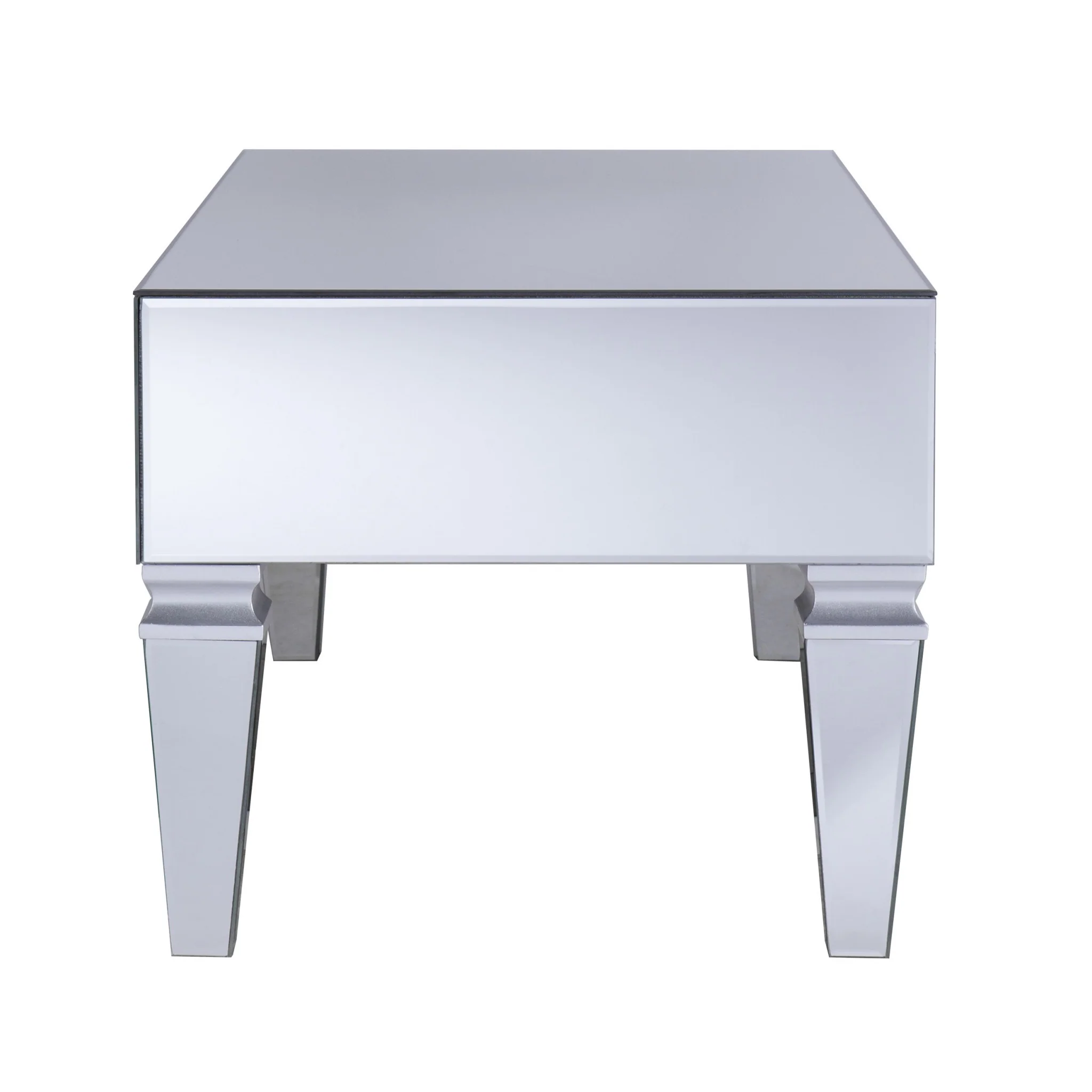 41" Silver Glam Mirrored Glass Rectangular Mirrored Coffee Table By Homeroots - Image 5