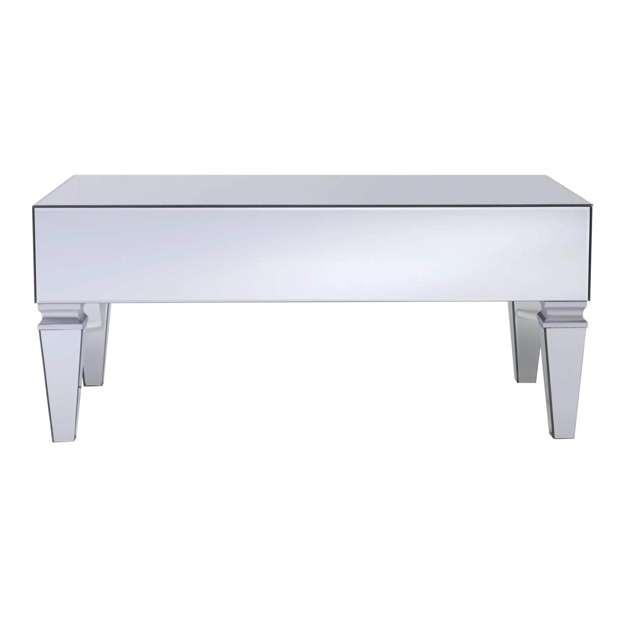 41" Silver Glam Mirrored Glass Rectangular Mirrored Coffee Table By Homeroots - Image 6