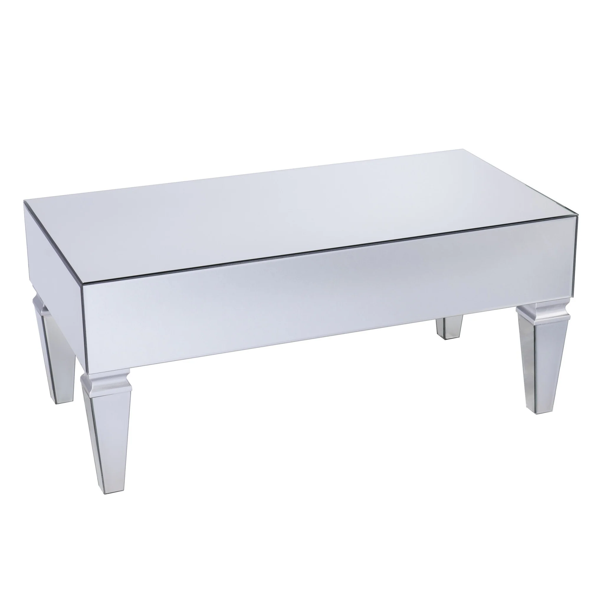 41" Silver Glam Mirrored Glass Rectangular Mirrored Coffee Table By Homeroots - Image 7