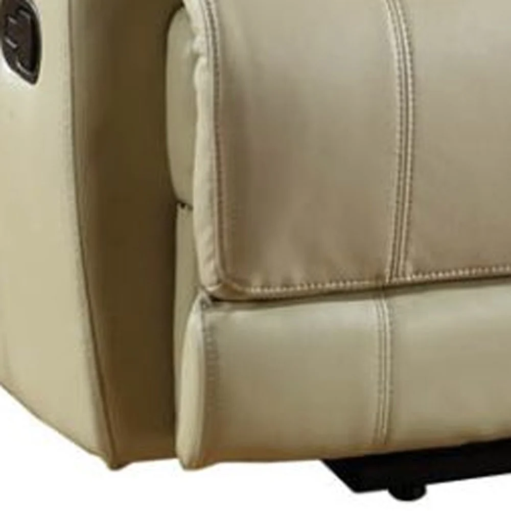 41" Stylish Beige Leather Console Loveseat By Homeroots - Image 2