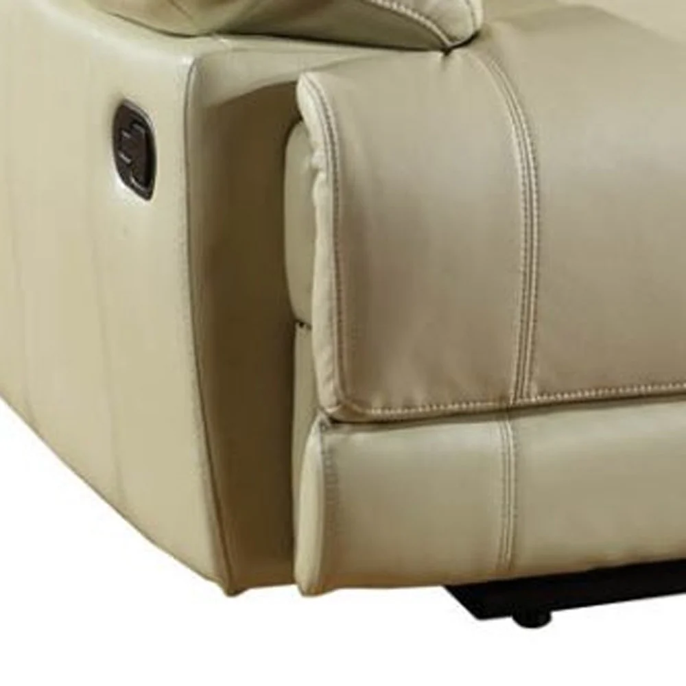41" Stylish Beige Leather Console Loveseat By Homeroots - Image 3