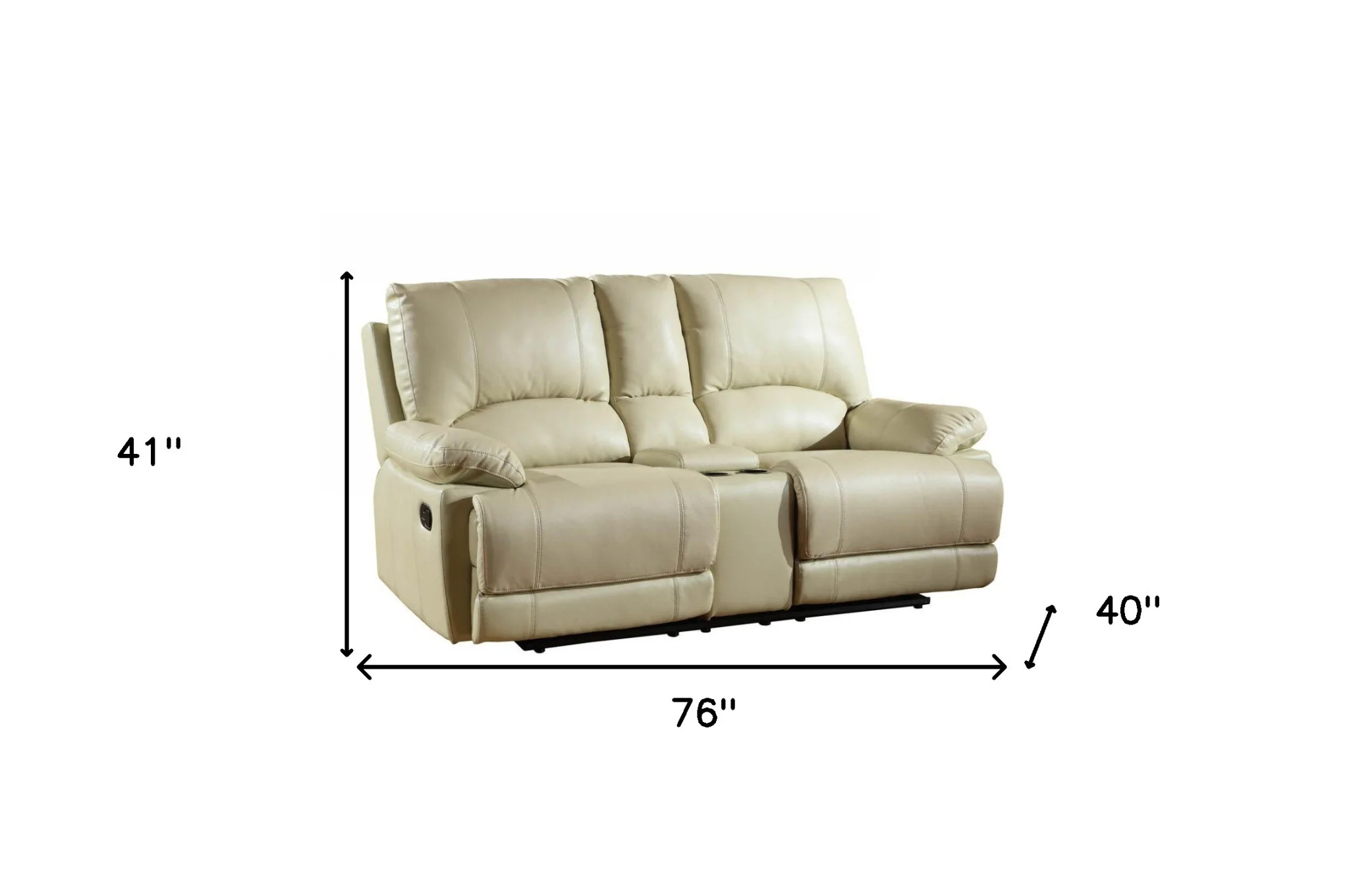 41" Stylish Beige Leather Console Loveseat By Homeroots - Image 4