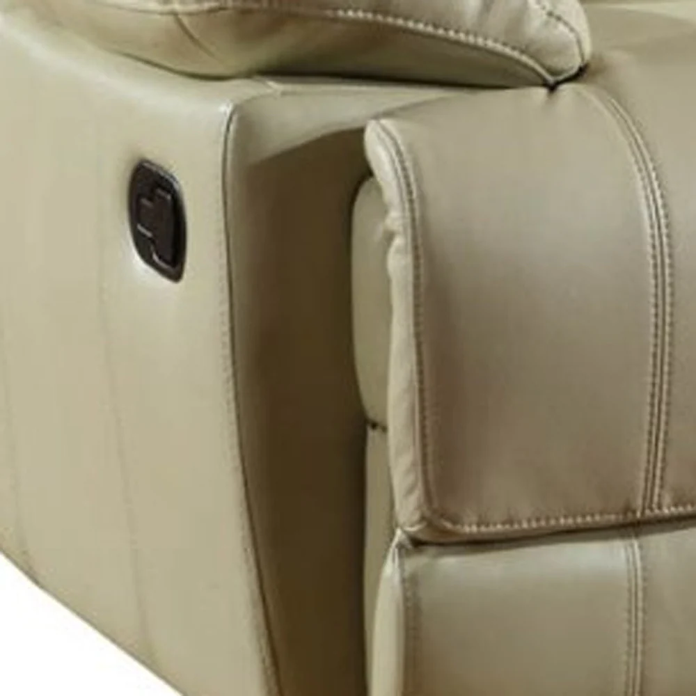 41" Stylish Beige Leather Loveseat By Homeroots - Image 3