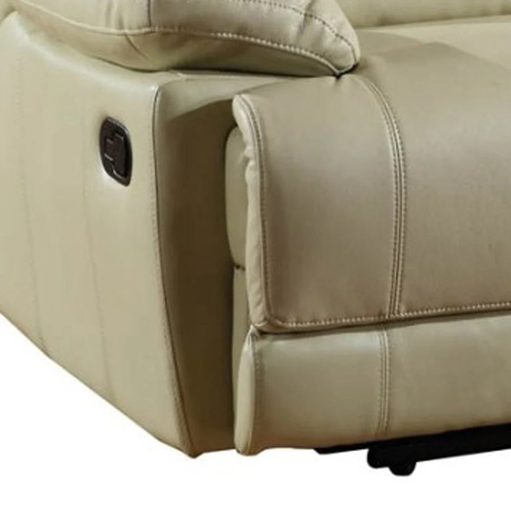 41" Stylish Beige Leather Loveseat By Homeroots - Image 4