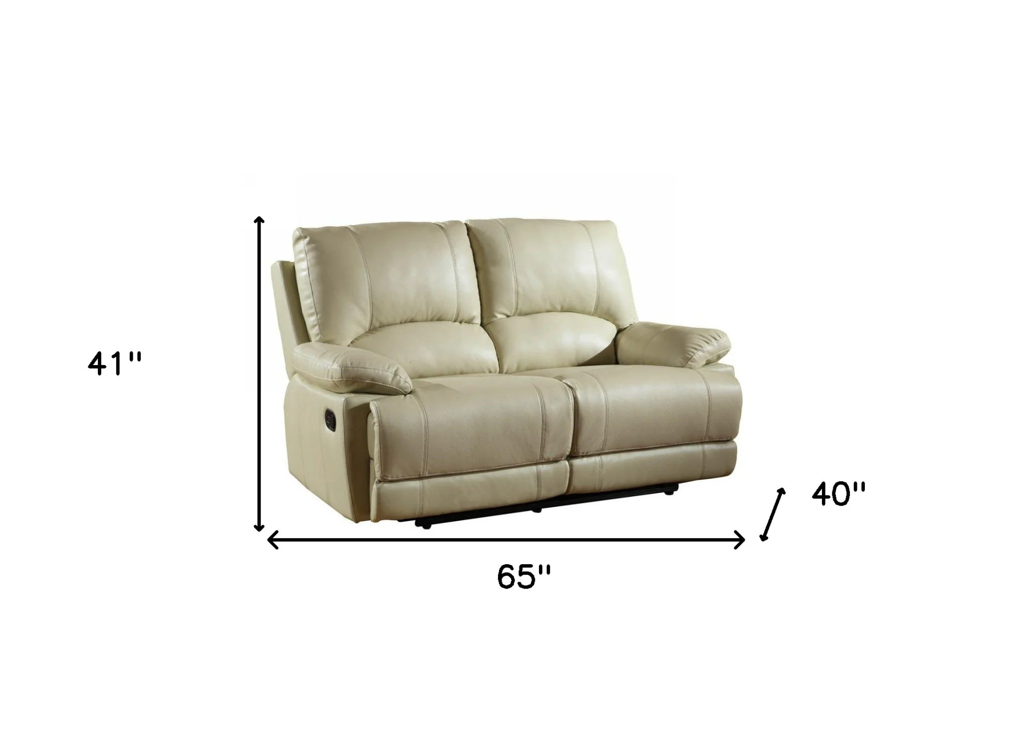 41" Stylish Beige Leather Loveseat By Homeroots - Image 5
