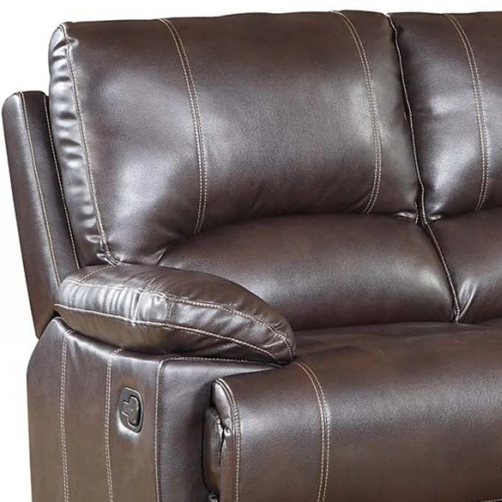 41" Stylish Brown Leather Loveseat By Homeroots - Image 2
