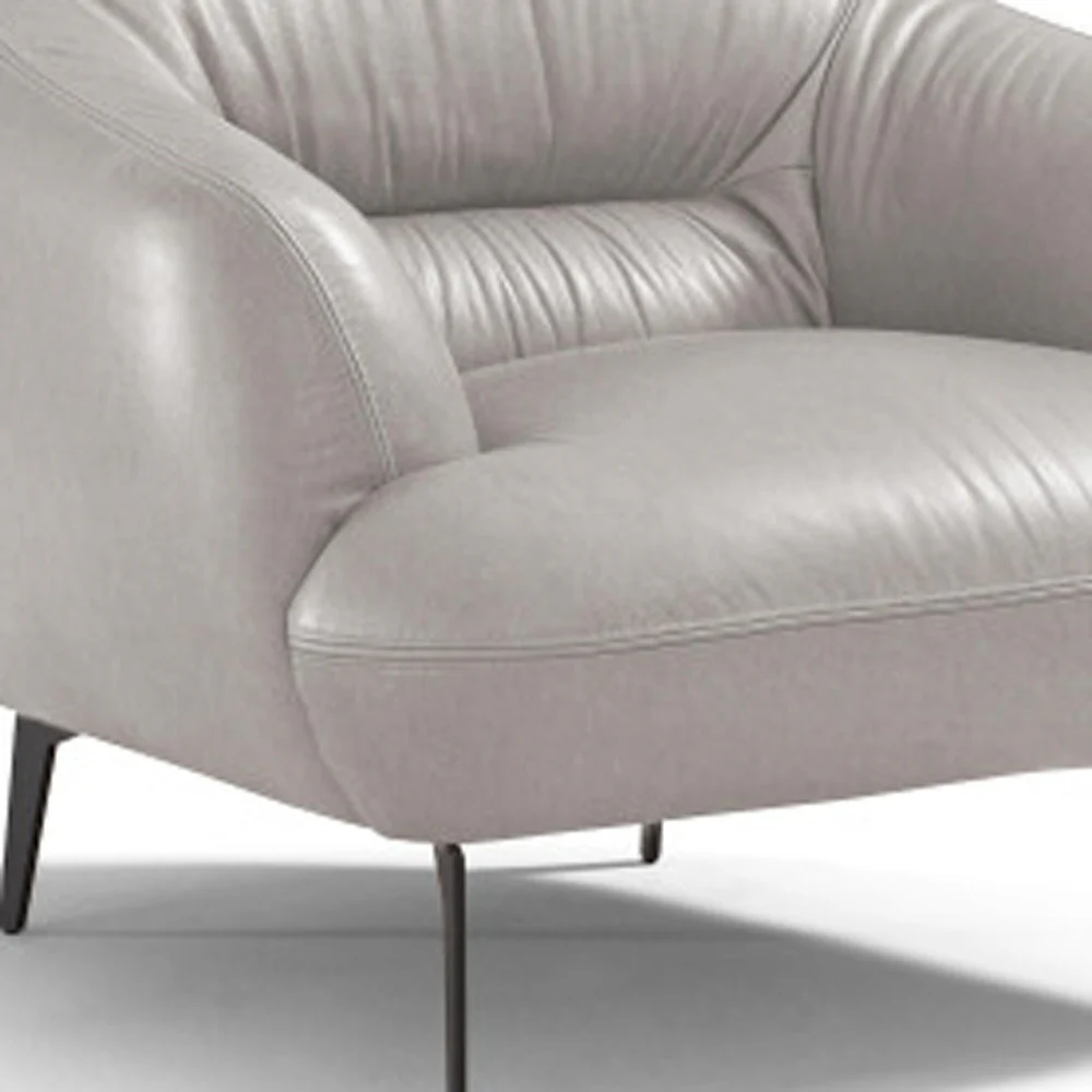 41" Taupe And Black Genuine Leather Balloon Chair By Homeroots - Image 3