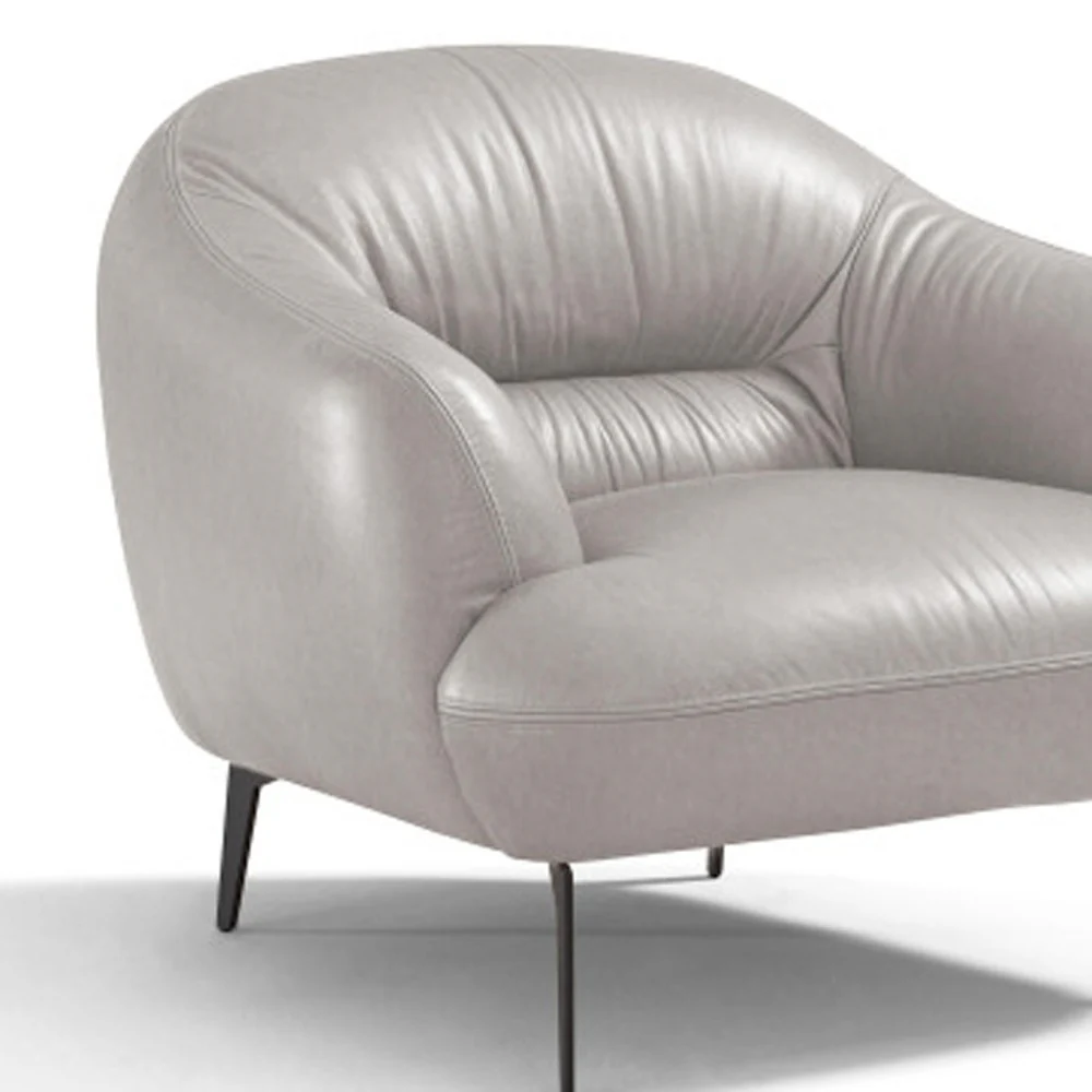 41" Taupe And Black Genuine Leather Balloon Chair By Homeroots - Image 4