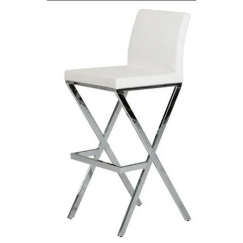 41' White Eco-Leather And Steel Bar Stool (Set Of 2) By Homeroots - Image 2