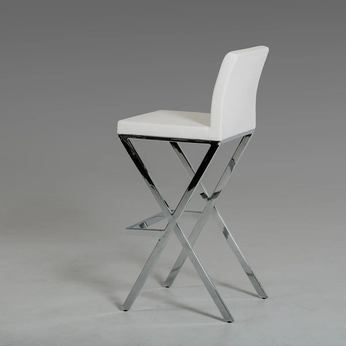 41' White Eco-Leather And Steel Bar Stool (Set Of 2) By Homeroots - Image 3