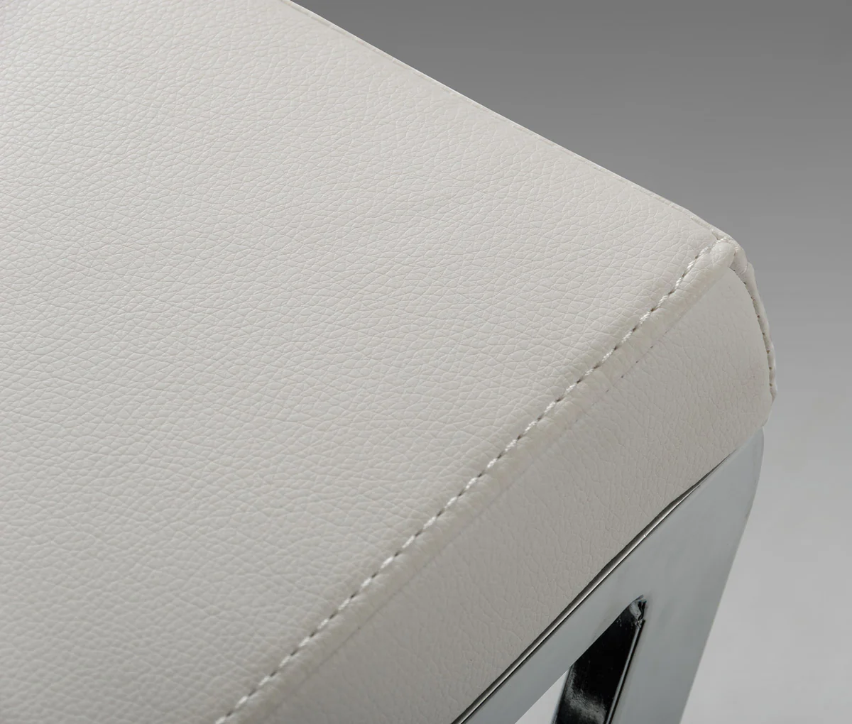41' White Eco-Leather And Steel Bar Stool (Set Of 2) By Homeroots - Image 4