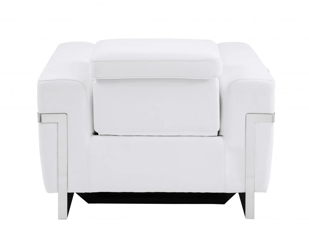 41" White Italian Leather Power Recliner Chair By Homeroots - Image 4