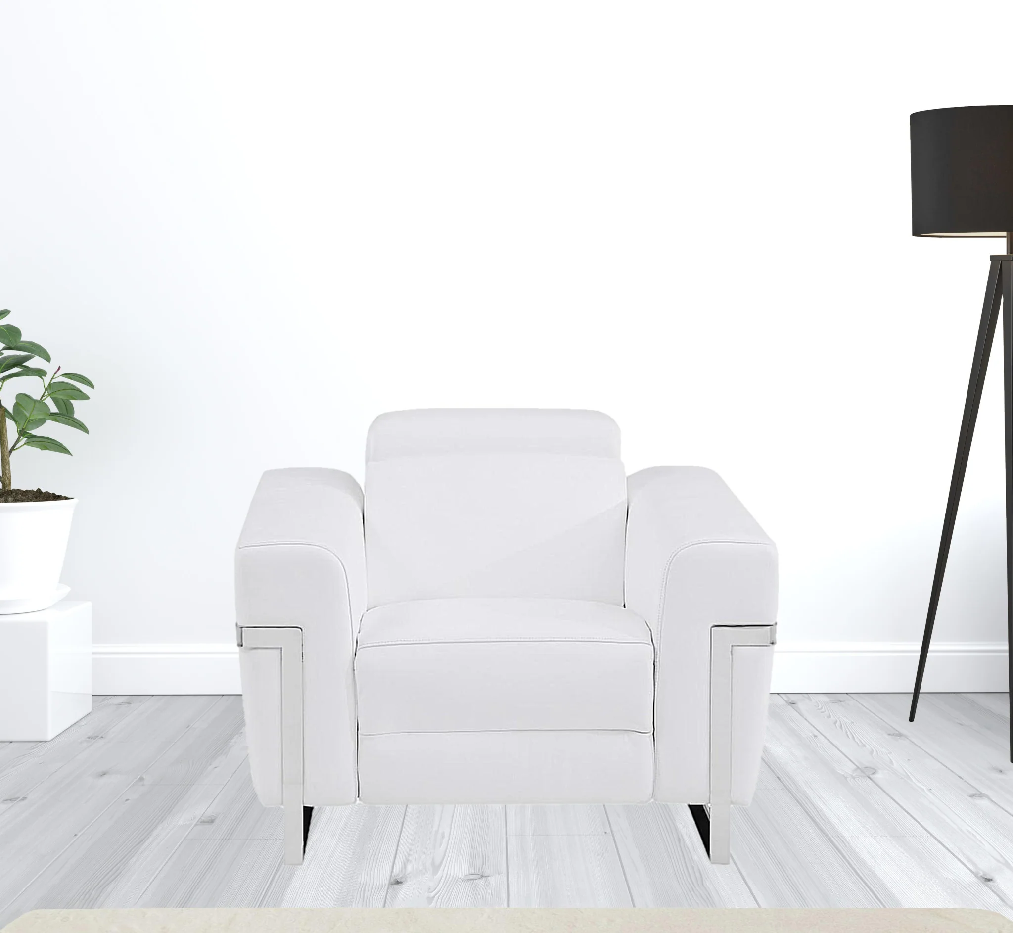 41" White Italian Leather Power Recliner Chair By Homeroots - Image 5